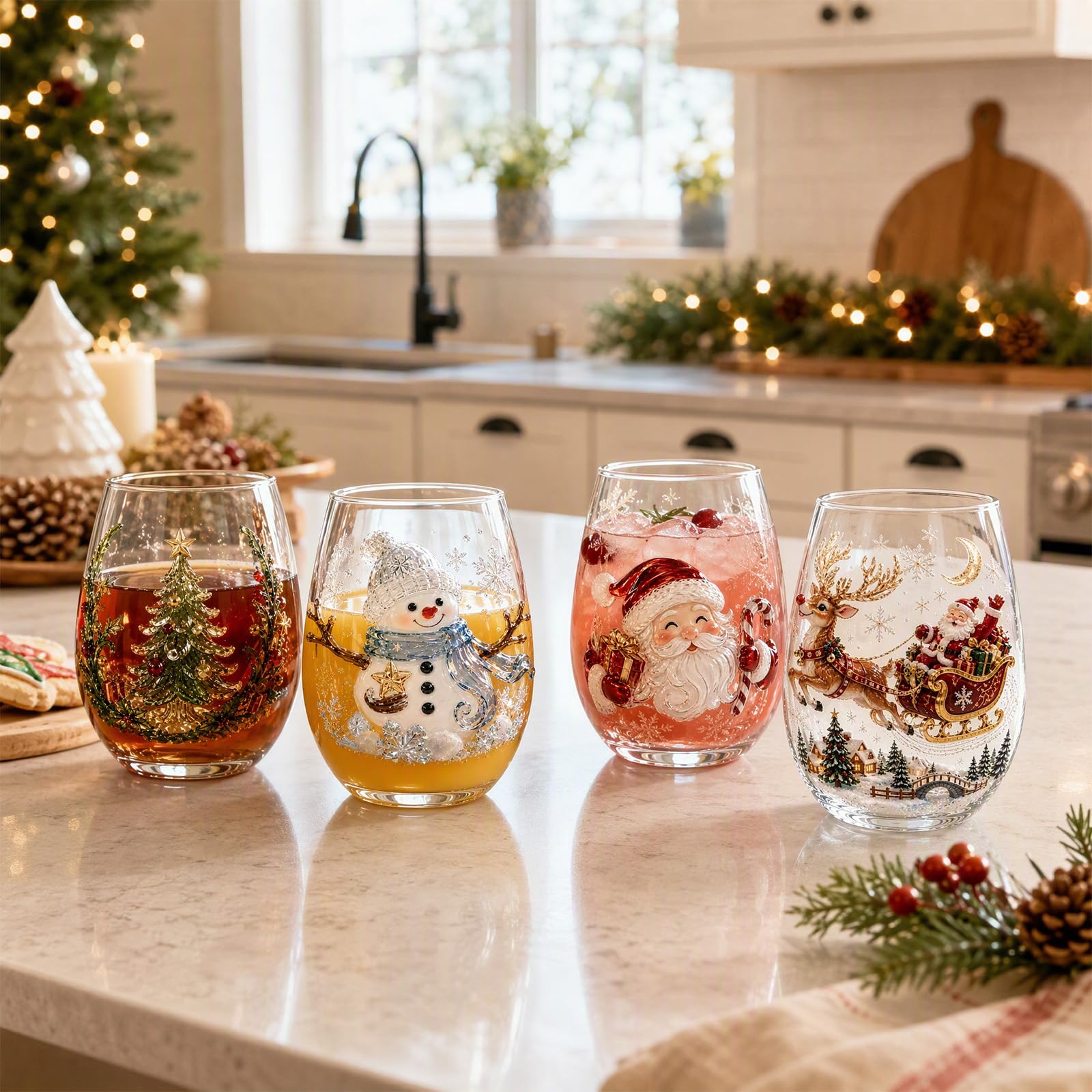 Tasse à vin de Noël en verre borosilicaté avec bonhomme de neige