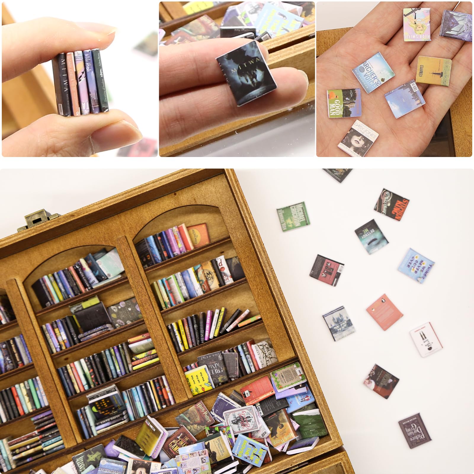150 Pcs Mini Books for Anxiety Bookshelf?Miniature Dollhouse Books Assorted Tiny Small Books Accessories for Mini House Decor Crafts Office Deskce, Desk