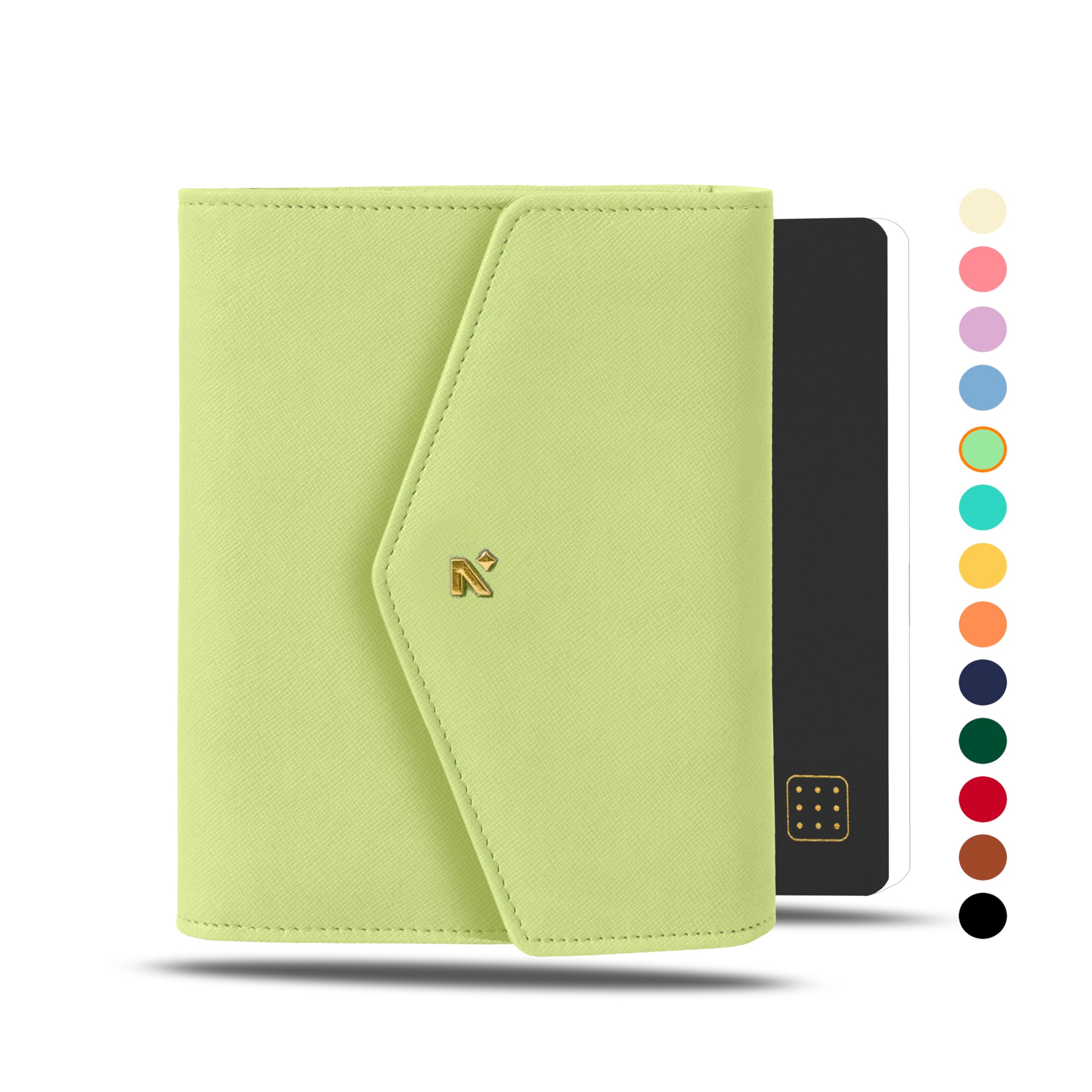 NEORAH - A6 Notebook SLEEVE with Envelope Flap Closure + Dotgrid JOURNAL, LIGHT GREEN