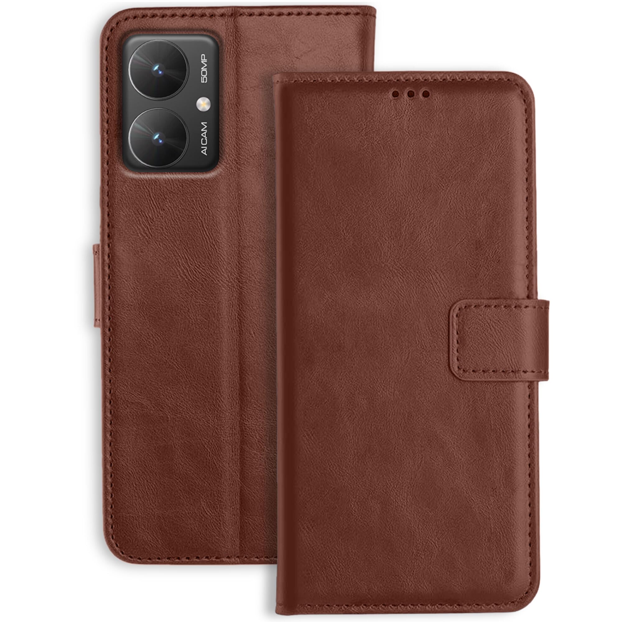 Ubros Network Poco M6 5G Flip Back Cover Case | Inbuilt Stand & Pockets | Magnetic Shockproof Leather Wallet Style Flip Case for Poco M6 5G (Brown) (B0CYMDR21W) Amazon Price History, Amazon Price Tracker