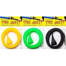 RITE-HITE Orin Briant Stick Jacket Fishing Rod Covers 3 Pack - Casting Yellow, Neon Green, Black; Keep Your Rod Safe and from Getting Tangled......
