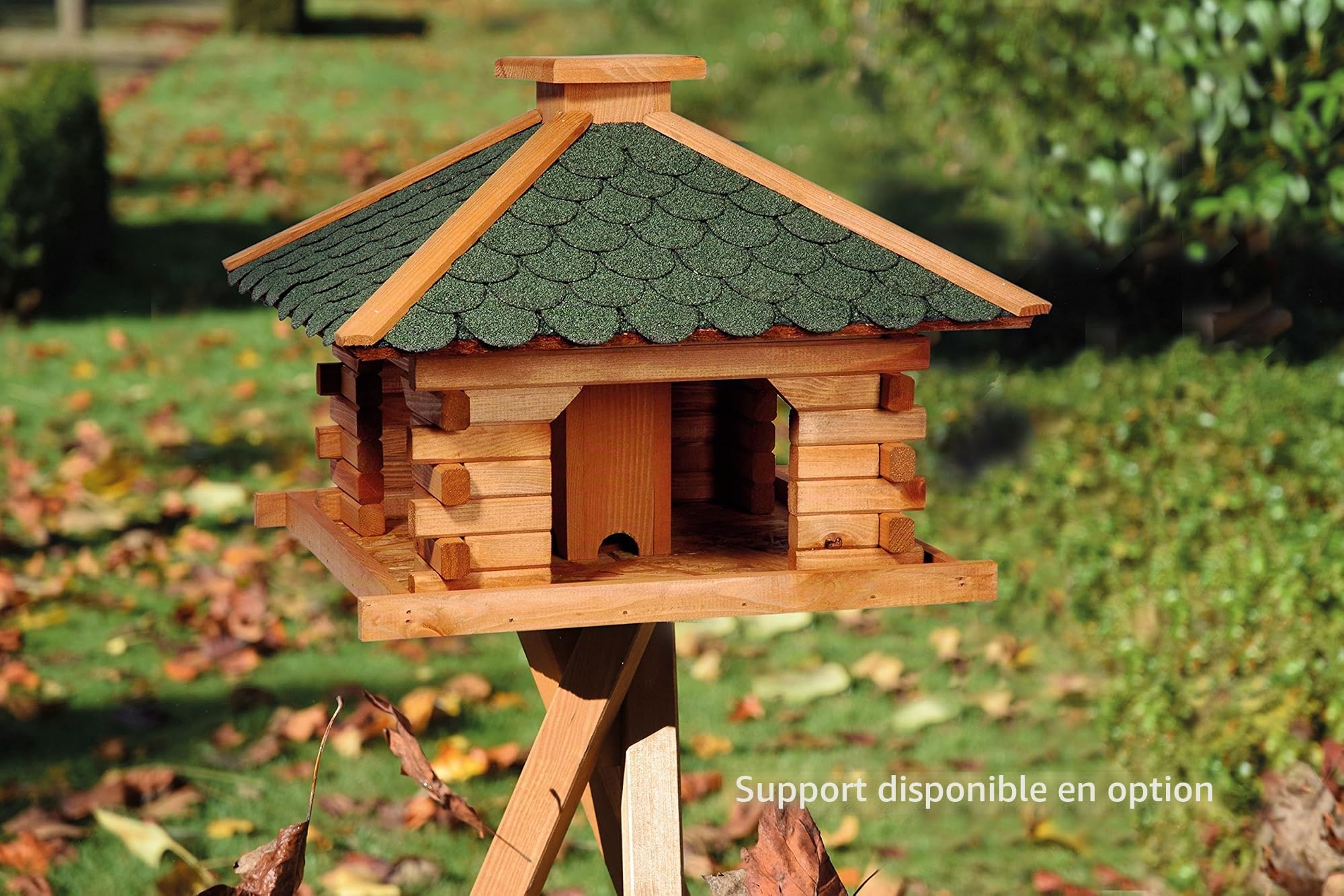 dobar 45320e Mangeoire à Oiseaux Style Maison en Bois de pin avec Toit bitumé Vert Taille XL