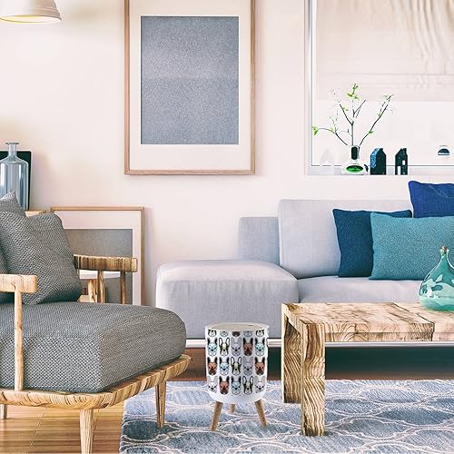 Miniatura 7 de Bote de basura de estilo nórdico, sin costuras, para perro, con tapa y diseño de bulldog francés, con patas para cocina, baño, a prueba de perros,