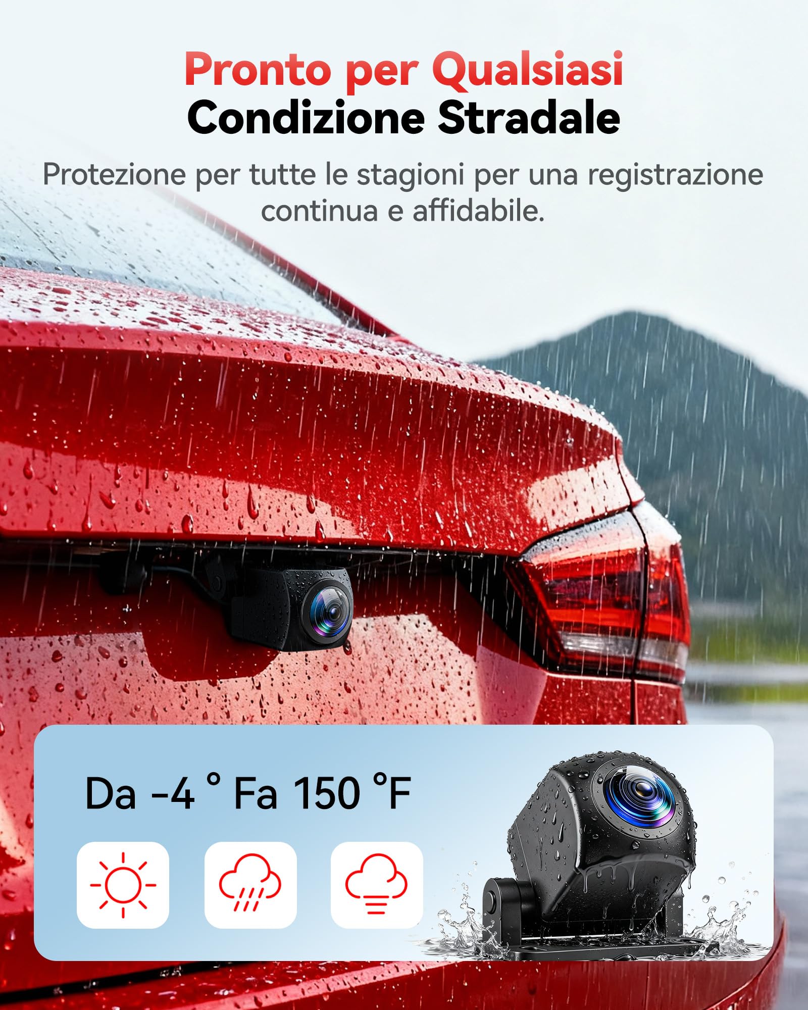 REDTIGER F7N Dual Dash Cam 4K WiFi Integrato GPS Frontale 4K/2.5K e Posteriore 1080P Dual Dash Camera per auto, Scheda da 64G Inclusa, Display 3,18", Grandangolare 170°, Monitoraggio del parcheggio - Vista 7