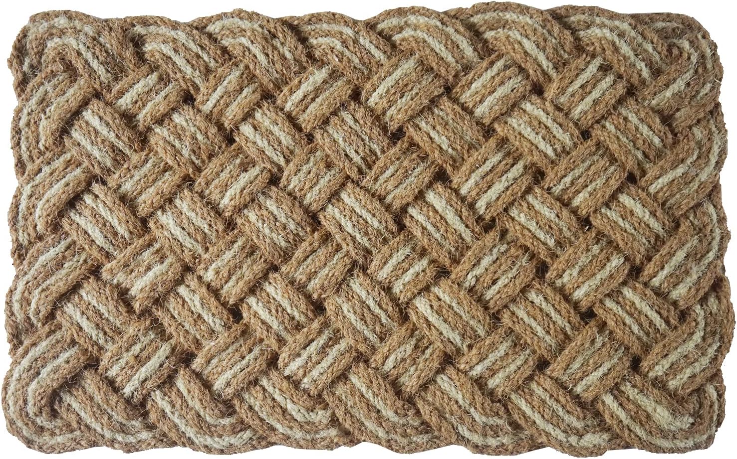 NACH White Braid Accented Nautical Rope Door Mat for Front Door