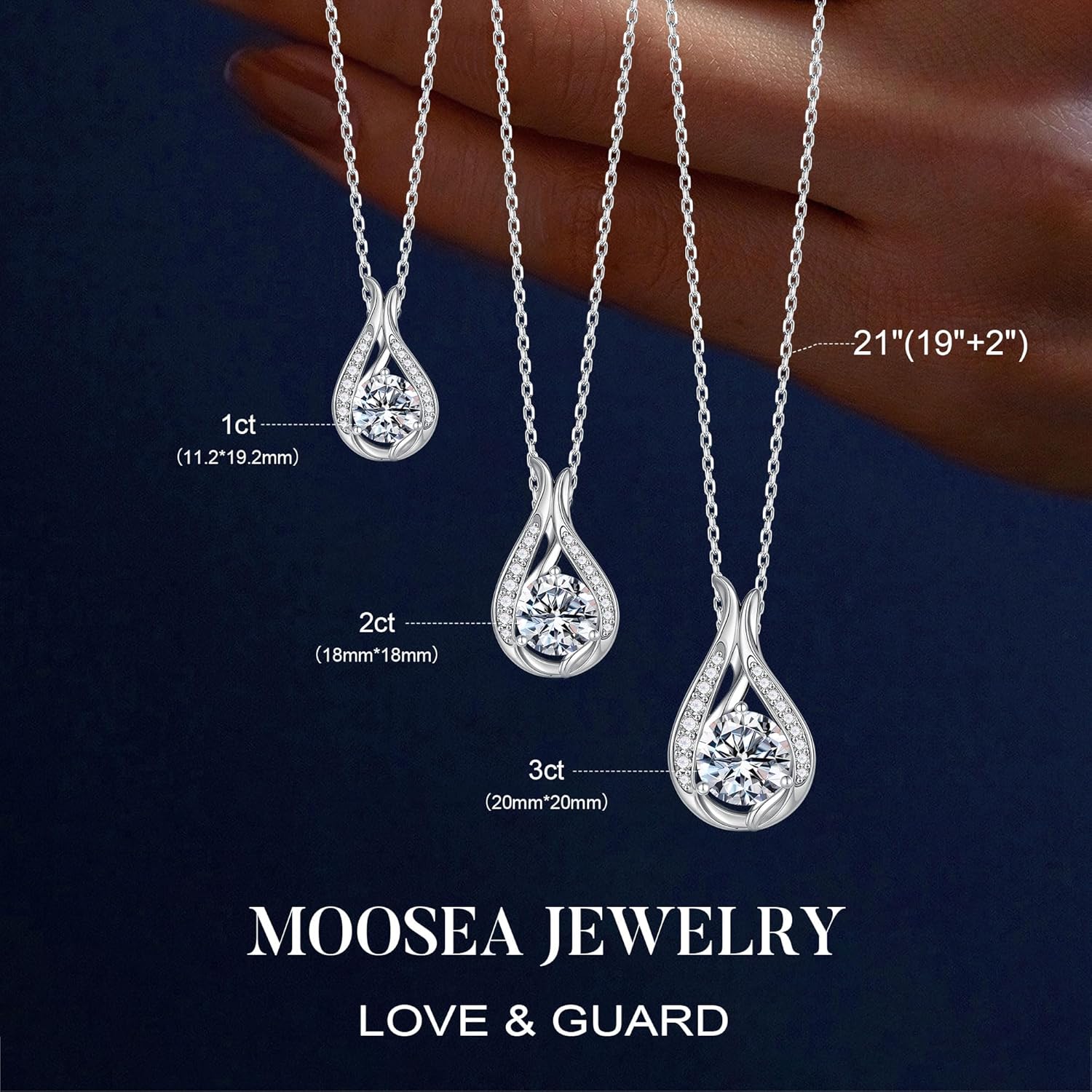 MOOSEA Valentines Day Gifts for Her Wife - 925 Sterling Silver Moissanite Necklace, 1-3Ct D Color VVS1 Clarity Moissanite, Anniversary Birthday Gifts for Women, Jewelry Gifts for Women Her Wife - Image 5