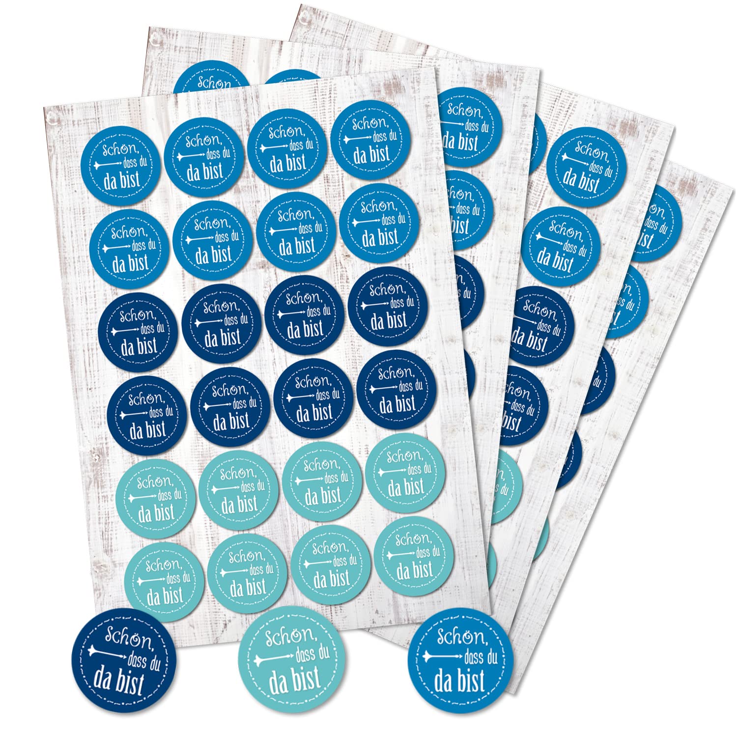 Logbuch-Verlag 96 Adesivi Rotondi Per Matrimonio, Blu E Turchese – Tema Marittimo, Diametro 4 Cm, Fatti In Germania