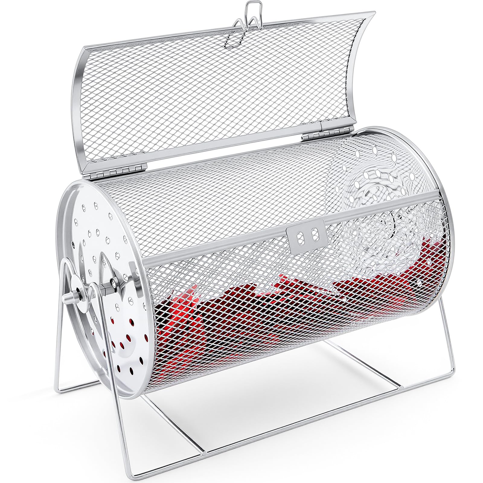 Photo 1 of Teenyyou 7.09" X 4.72" Small Raffle Drum Upgraded Ticket Spinner Holds 600 Tickets Raffle Wheel Spinner with Stand Drum Cage for Games Events(Silver)
