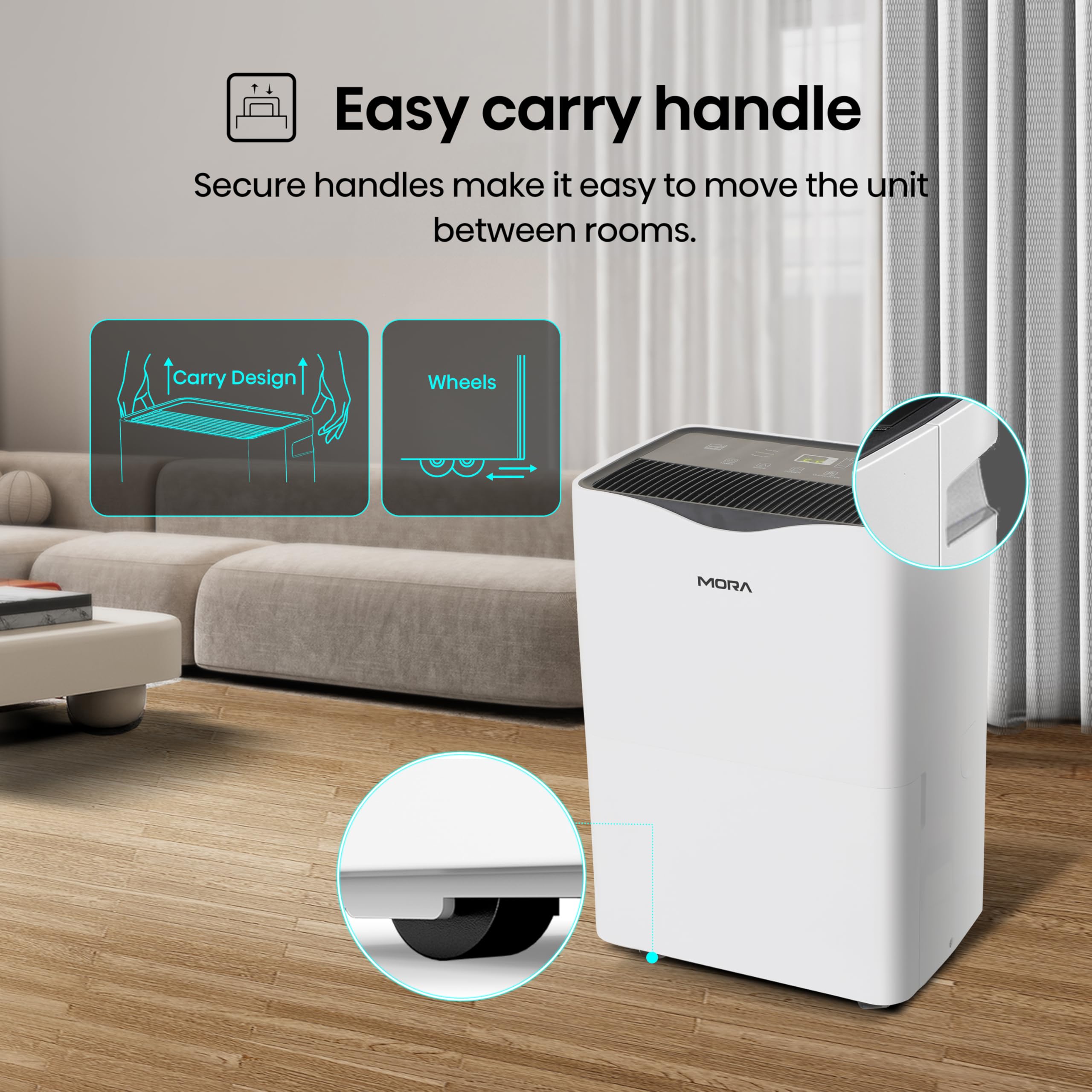 Mora Mora by Hisense - Deshumidificador de 35 pintas, para espacio de hasta 3000 pies cuadrados en casa, en sótanos y habitaciones grandes, Energy Star, funcionamiento silencioso, indicador de filtro