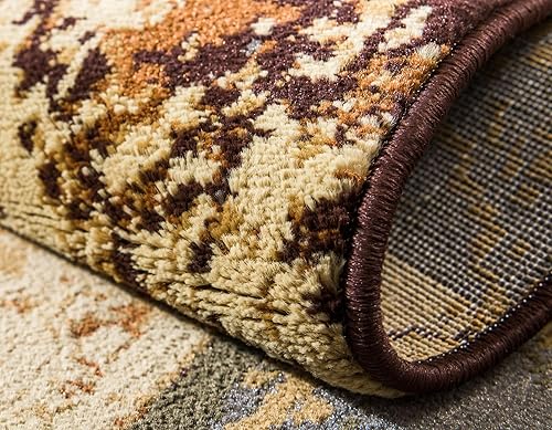 Miniatura 6 de Unique Loom Barista Collection - Alfombra moderna a cuadros, contemporánea, multicapas, Polipropileno, BeigeMarrón