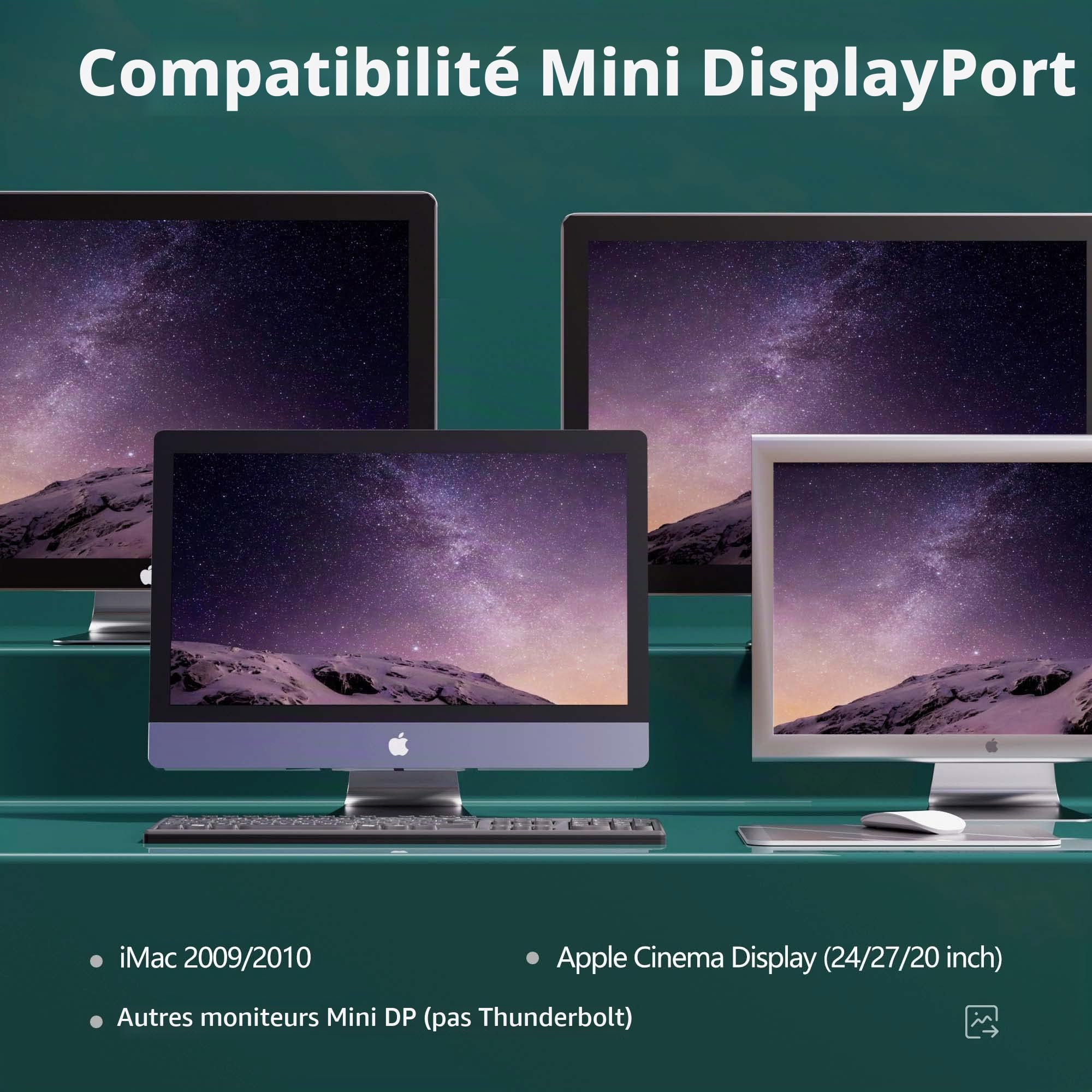 âble HDMI vers Mini DisplayPort 4K @ 60 Hz, adaptateur HDMI actif 2.0 vers Mini DP 1.2, source HDMI vers moniteur DisplayPort pour Mac Mini, ordinateur portable, Xbox, Cinema Display, moniteur MDP