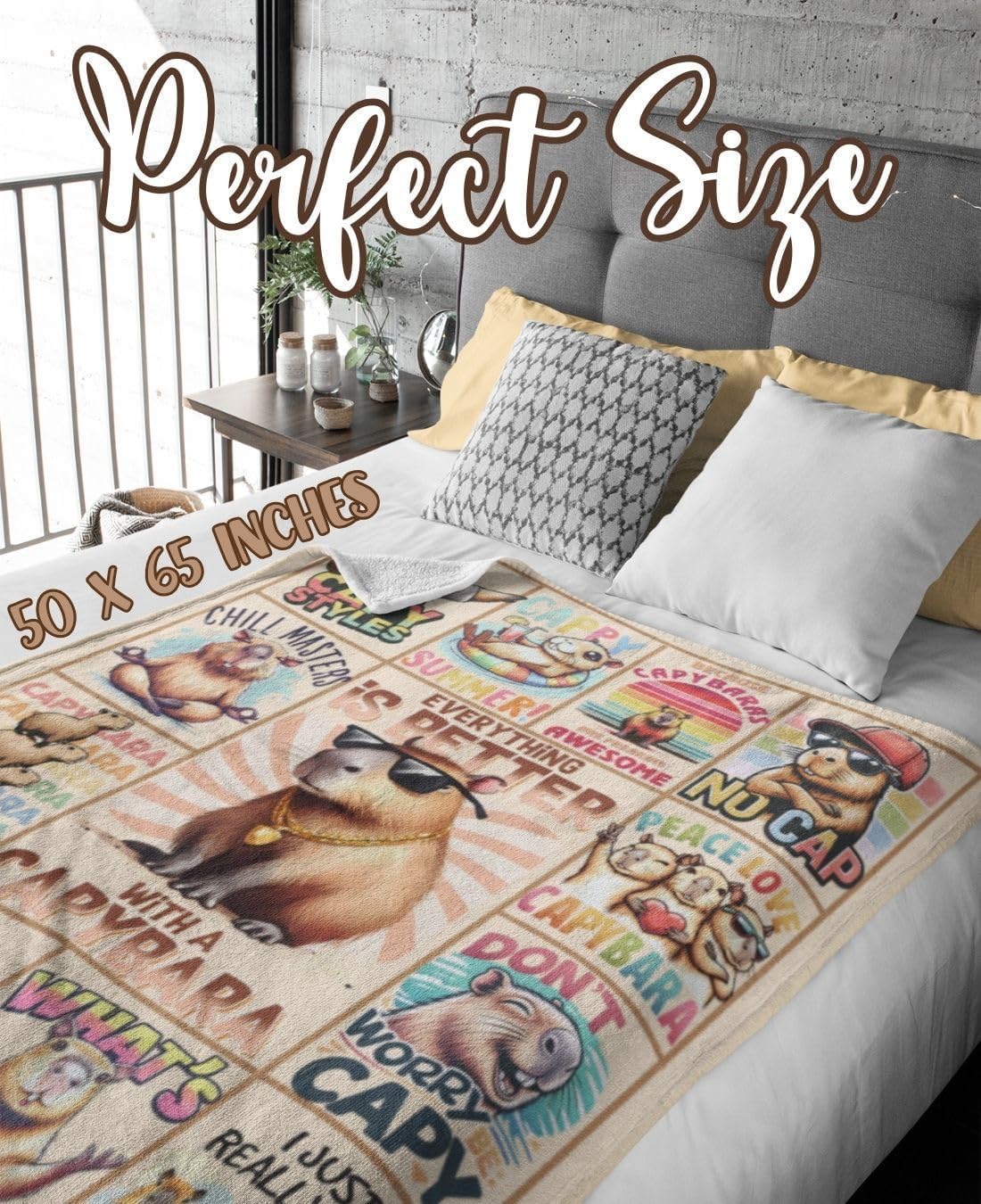 Capybara Blanket Gifts for Women Men Kids Boys Girls, Funny Gifts for Capybara Lovers on Thanksgiving, Christmas, Birthday-40 x 50"-50 x 65 - Image 5