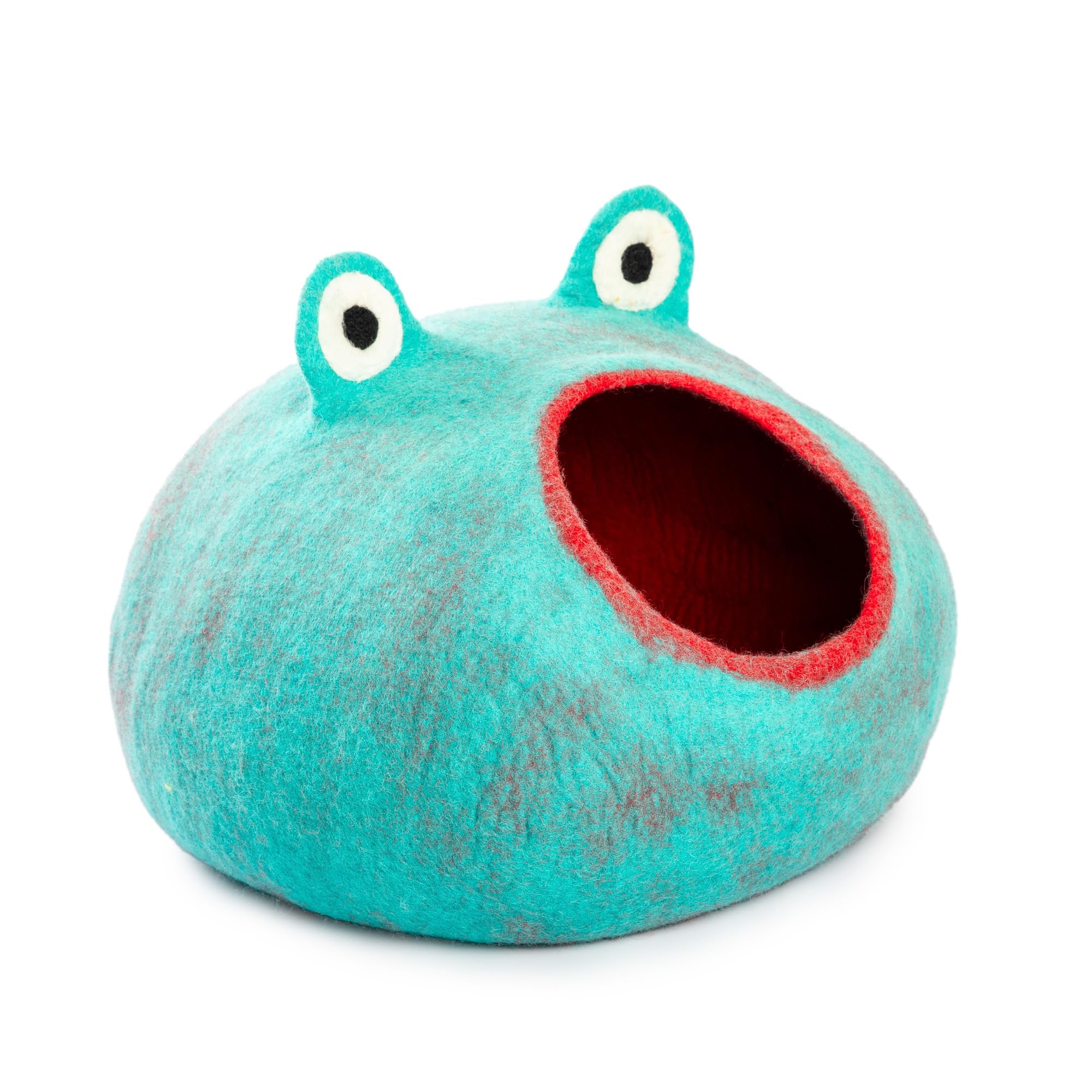Luxurious Eco-Friendly Merino Wool Cat Cave Frog - Foldable Hideaway Pod for Indoor Cats - Premium Felt Kitten Beds - Covered Cat House for Ultimate Cozy Comfort by Woolygon - Image 3