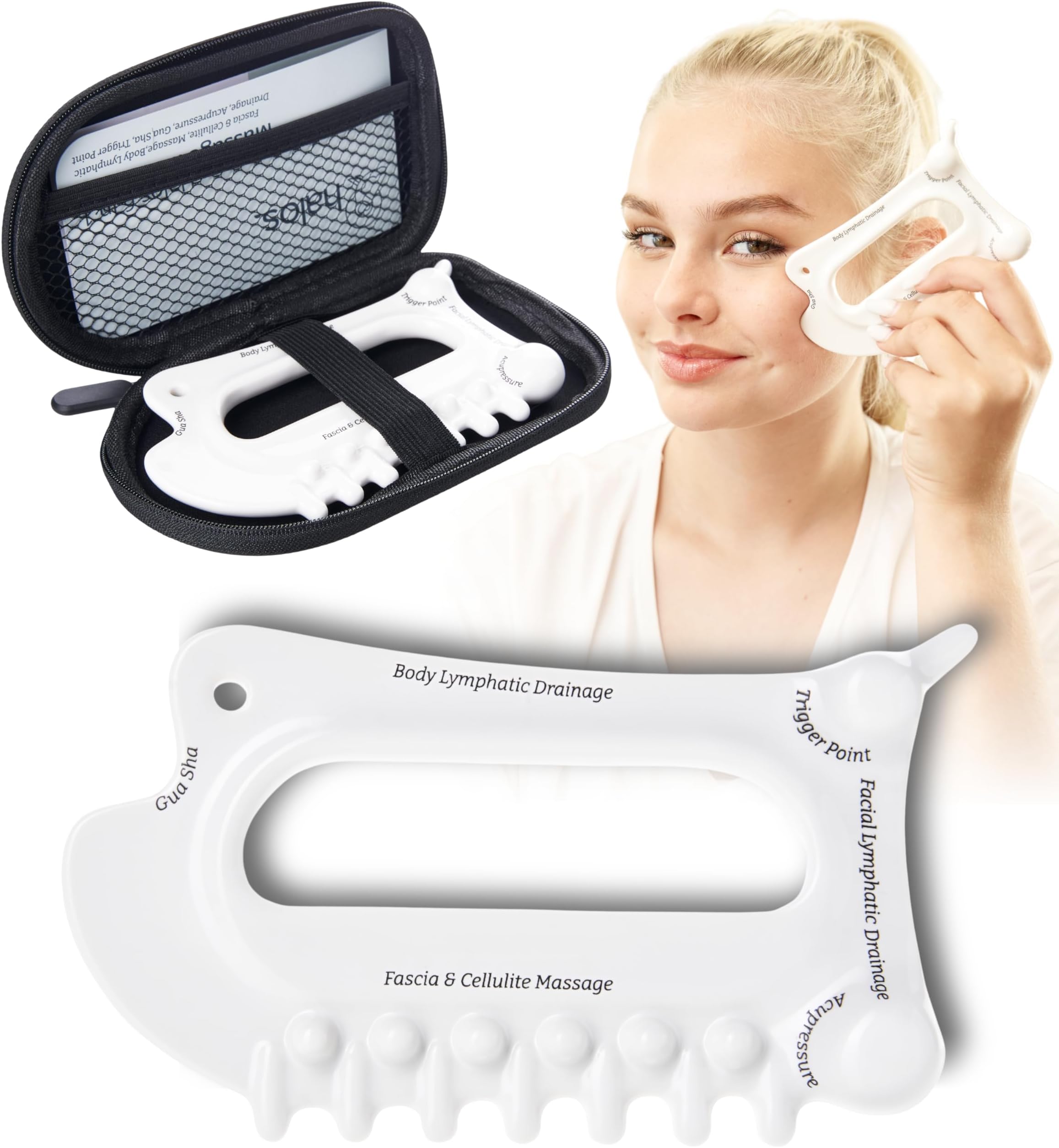 6in1 Ceramic Body Gua Sha Facial Tools Lymphatic