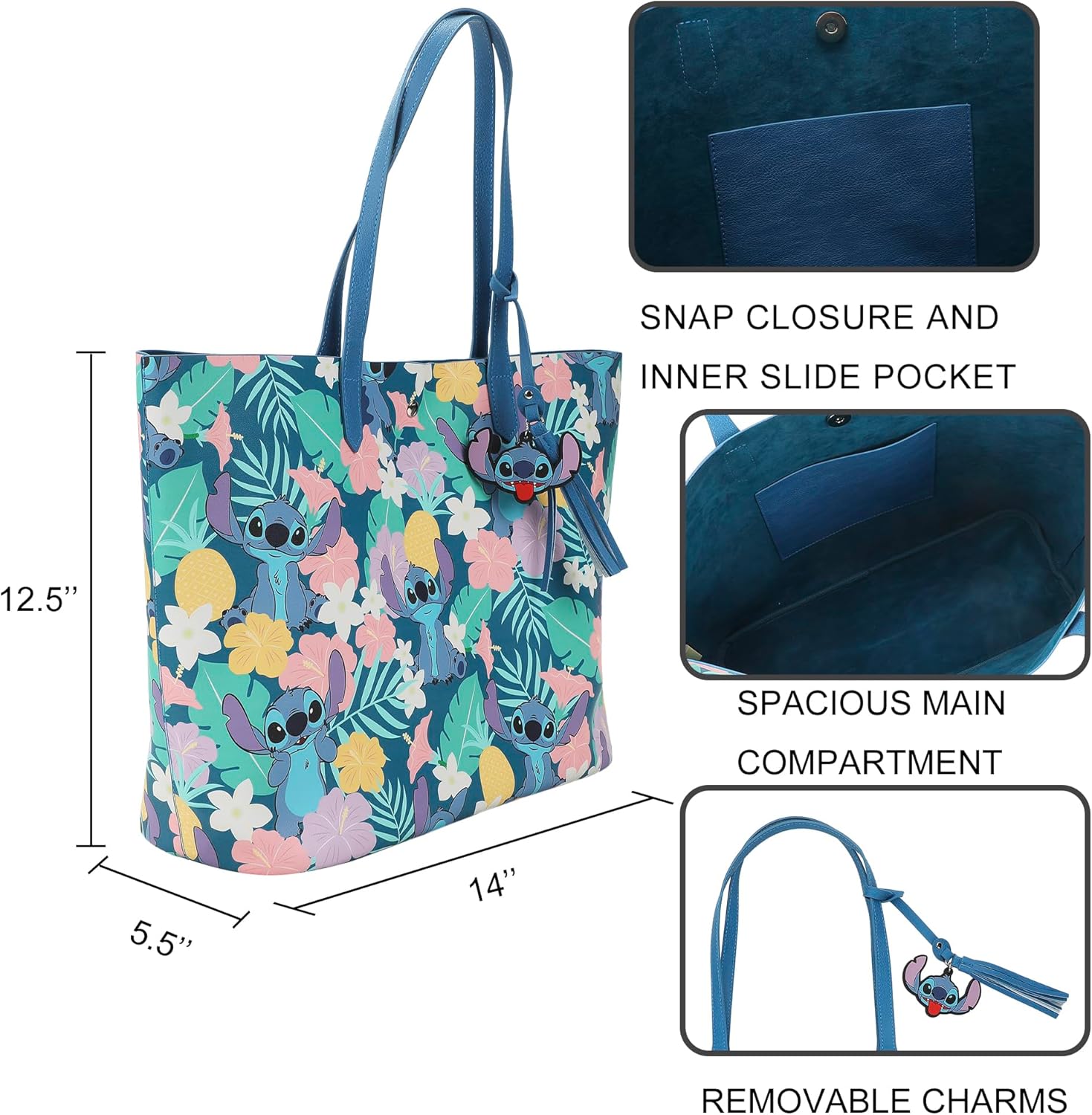 Bioworld Disney's Stitch Floral Character Tote Bag - Image 6
