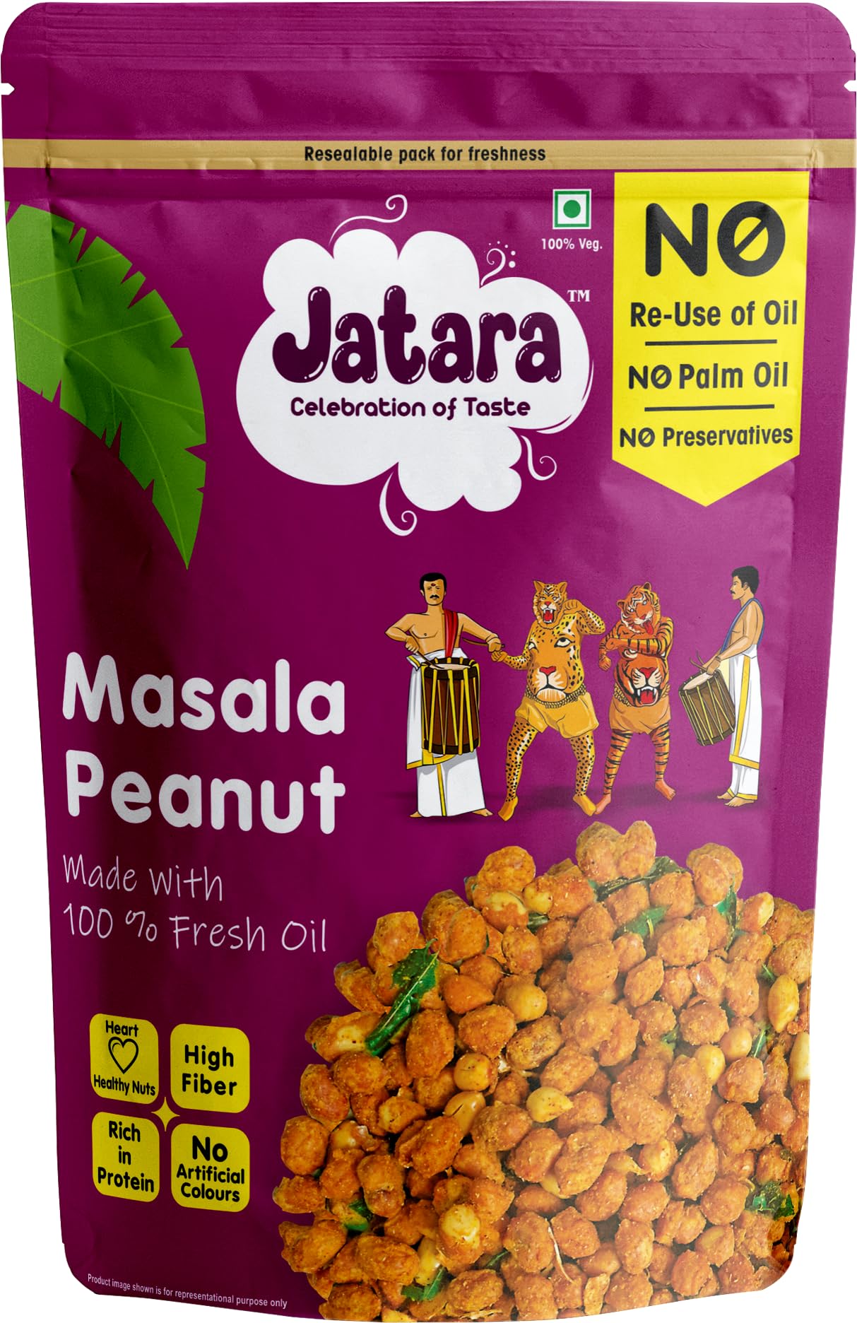 Jatara Masala Peanuts, Traditional Spiced Namkeen, Crispy and Crunchy Snack Mix, Vegetarian, 210g-image-34
