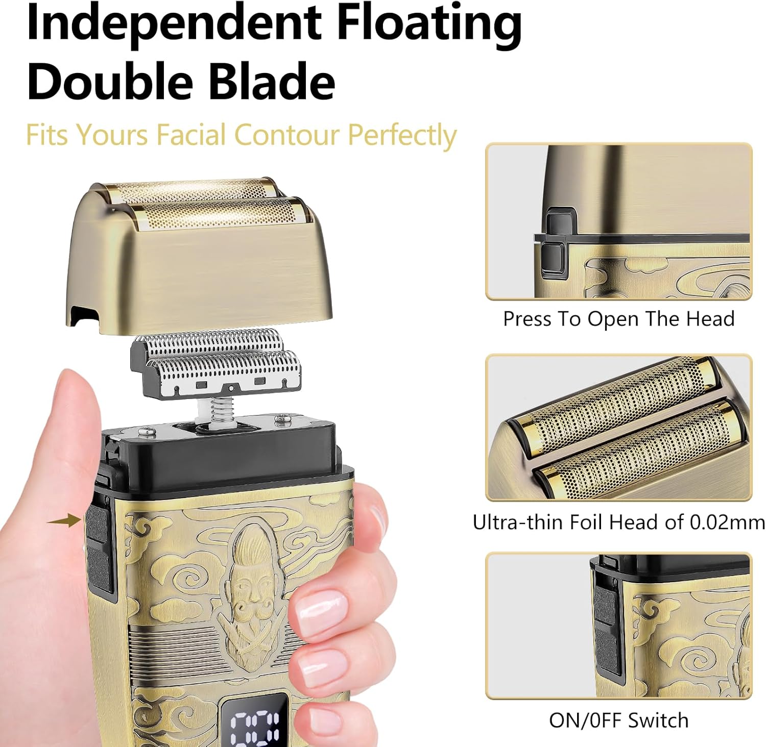 Soonsell Men's Professional Hair Clippers & Trimmer Set with T-Blade, Nose Trimmer, Foil Shaver and LCD Display Display(Bronze - Image 5