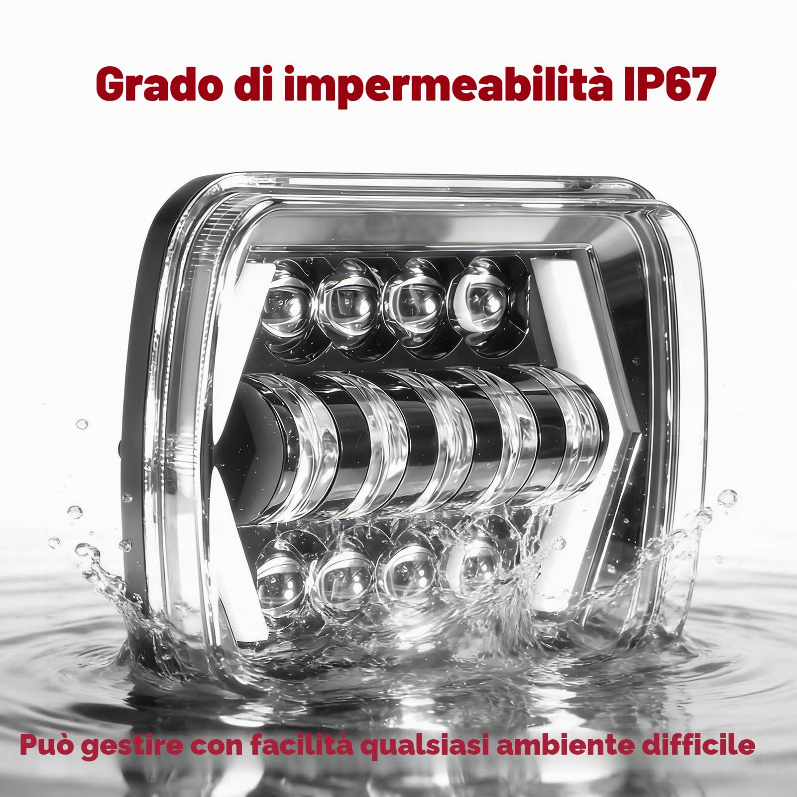 Faro da 5x7 Pollici Faro Quadrato a Luce Abbagliante E Anabbagliante Faro Per Veicolo Faro Automatico con Luce di Svolta LED Adatto Per Veicolo Jep