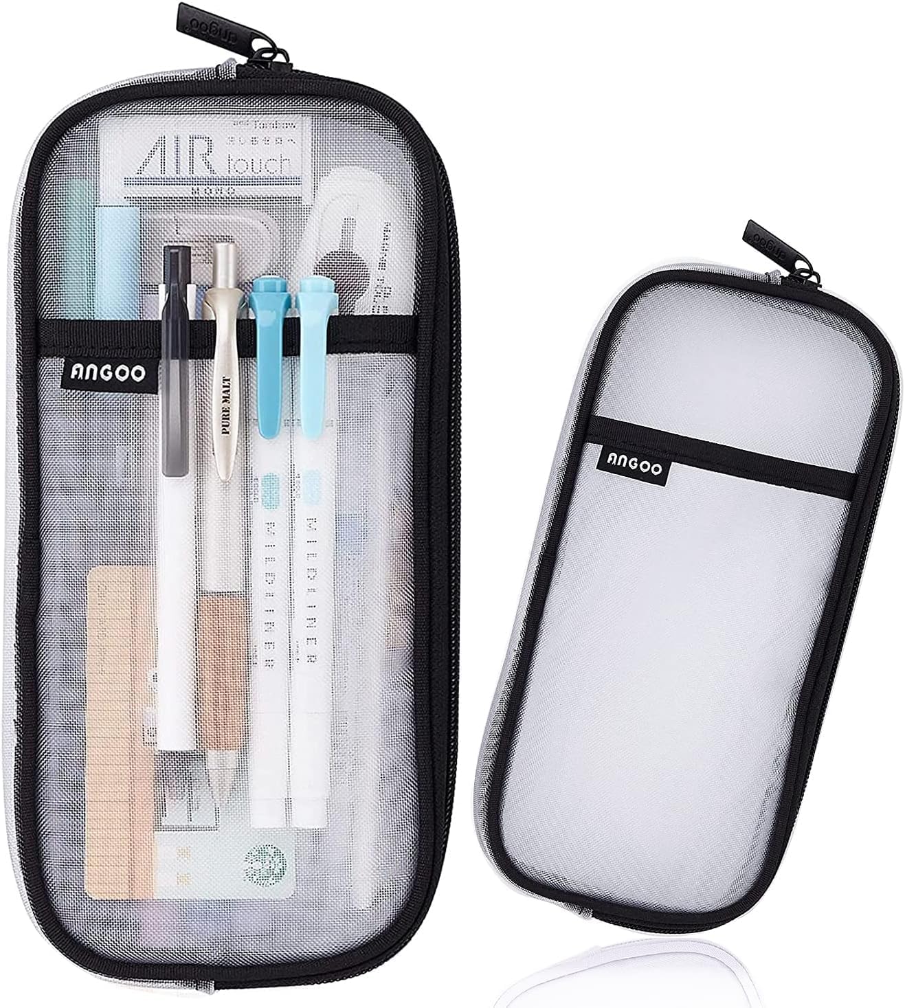 Clear Mesh Pencil Case Pouch, Clearly Visible Grid Pen Cases Organizer for Clear Pouch, Pencil Case for Kids Pencil Case, (Black)