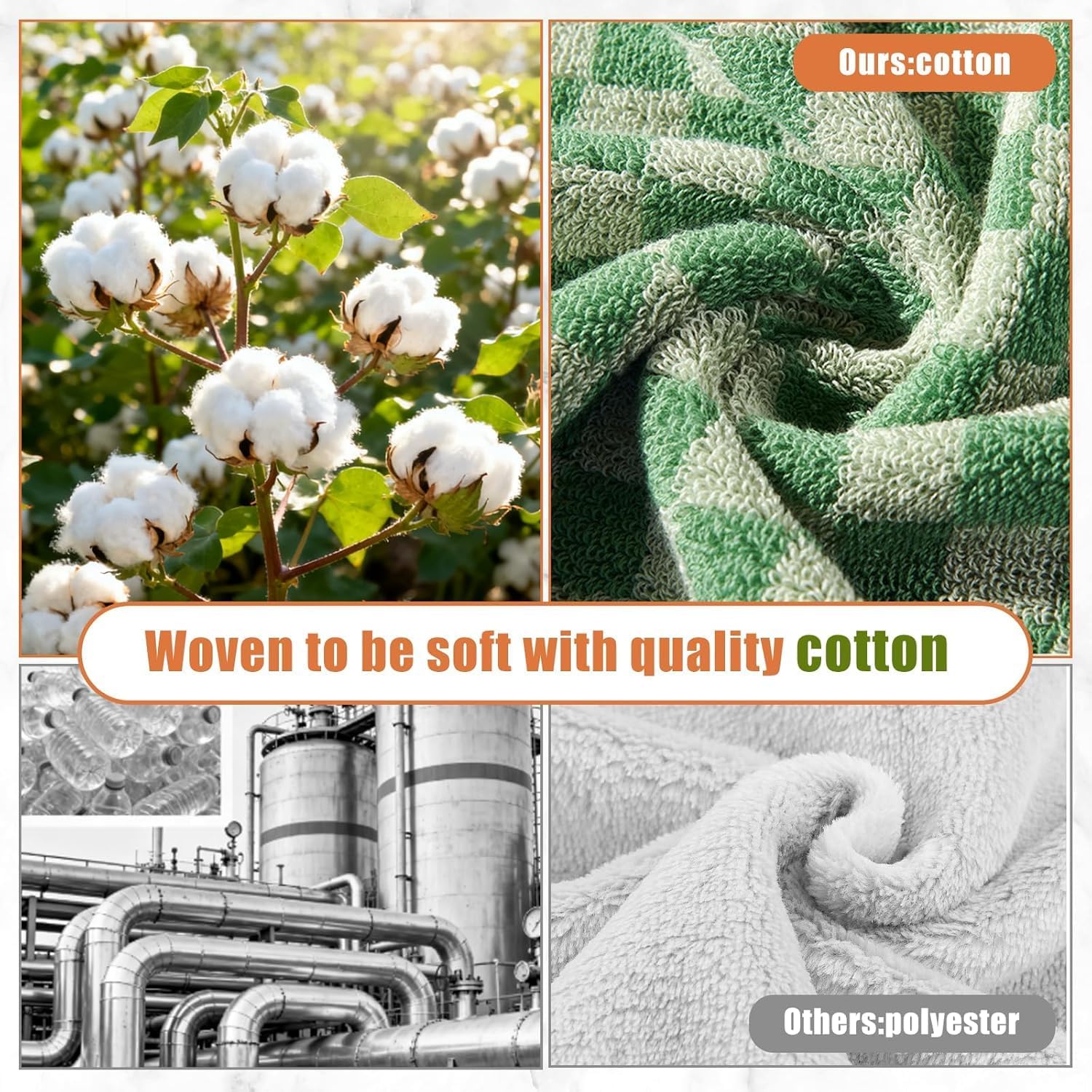 Bath Towels Set of 2, Green Large Cotton Checkered Shower Towels 27.5 x 55 Inches, Soft Quick Dry Absorbent Towels for Bathroom, Pool, Beach, Send Goods from Local Warehouse