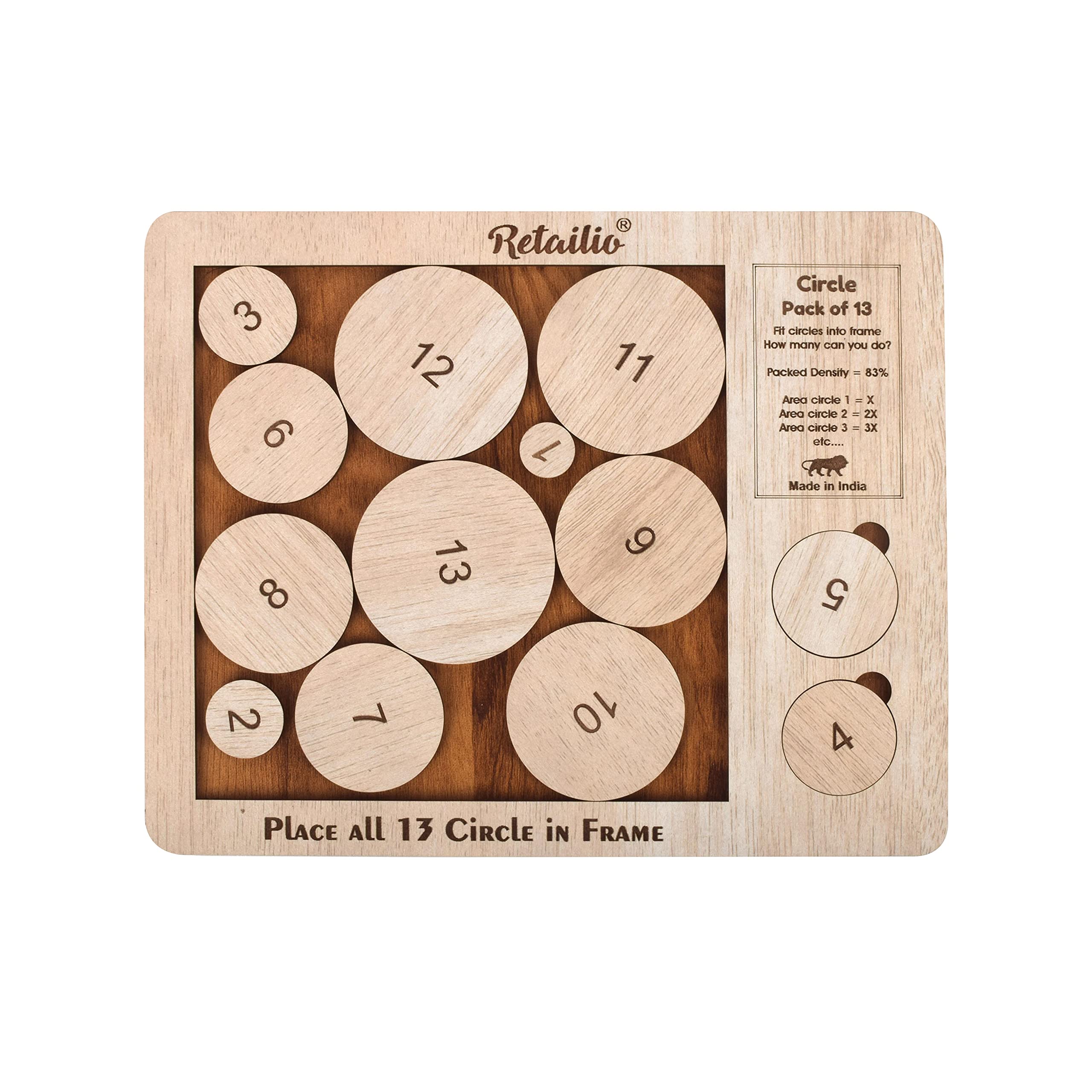 Retailio Circle Pack of 13 Wooden Puzzles for Adults Brain Teaser IQ Game - Non Interlocked Pieces (B09F9ZR7H5) Amazon Price History, Amazon Price Tracker