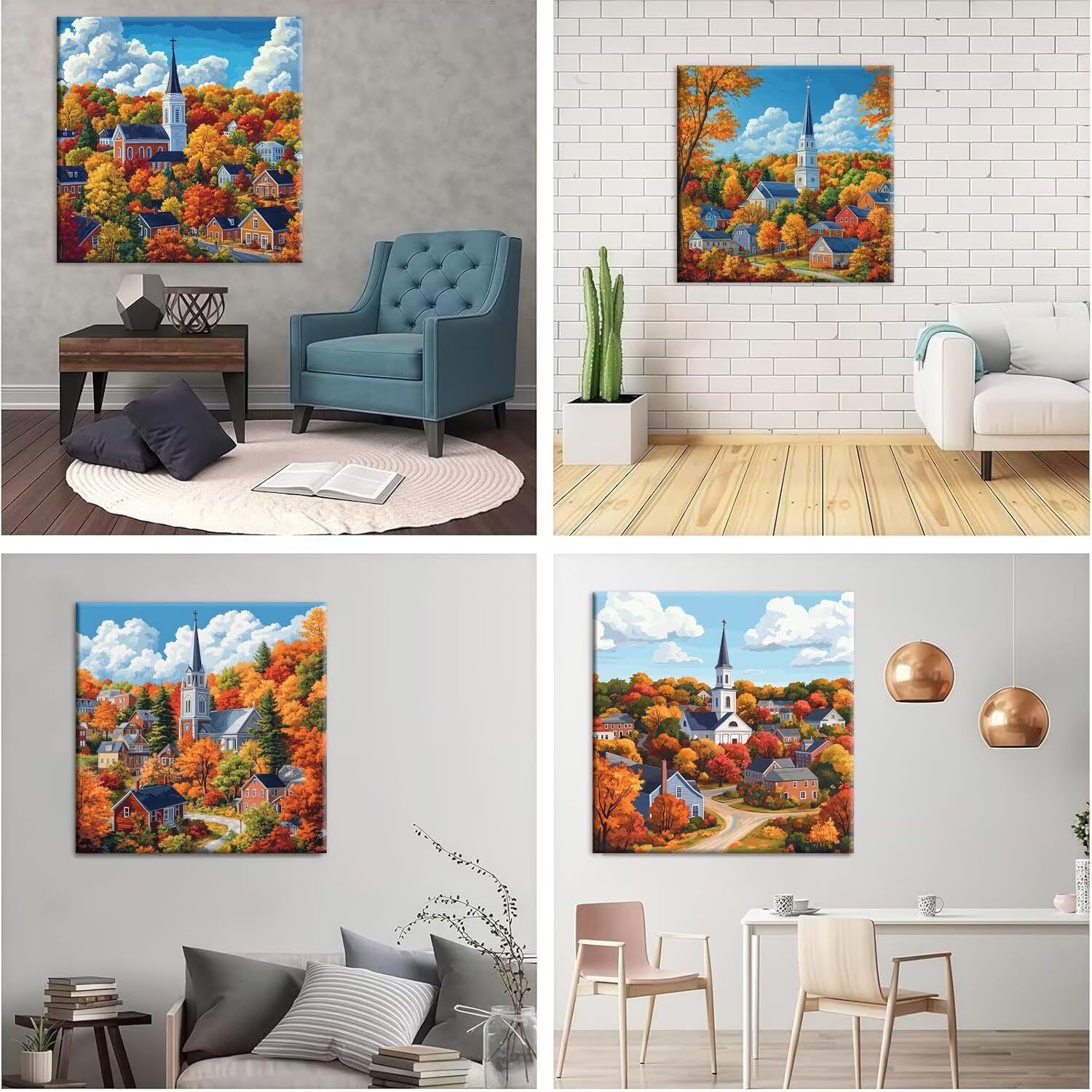 QIANLUOO Paisaje de la ciudad Pintar Diamantes Kit Adultos 60x60cm f-854 | 5D DIY Diamond Painting Kit Completo 4 Pack, Pintura Diamante Niños Adultos Diamant Bordado Punto de Cruz para Decor Hogar