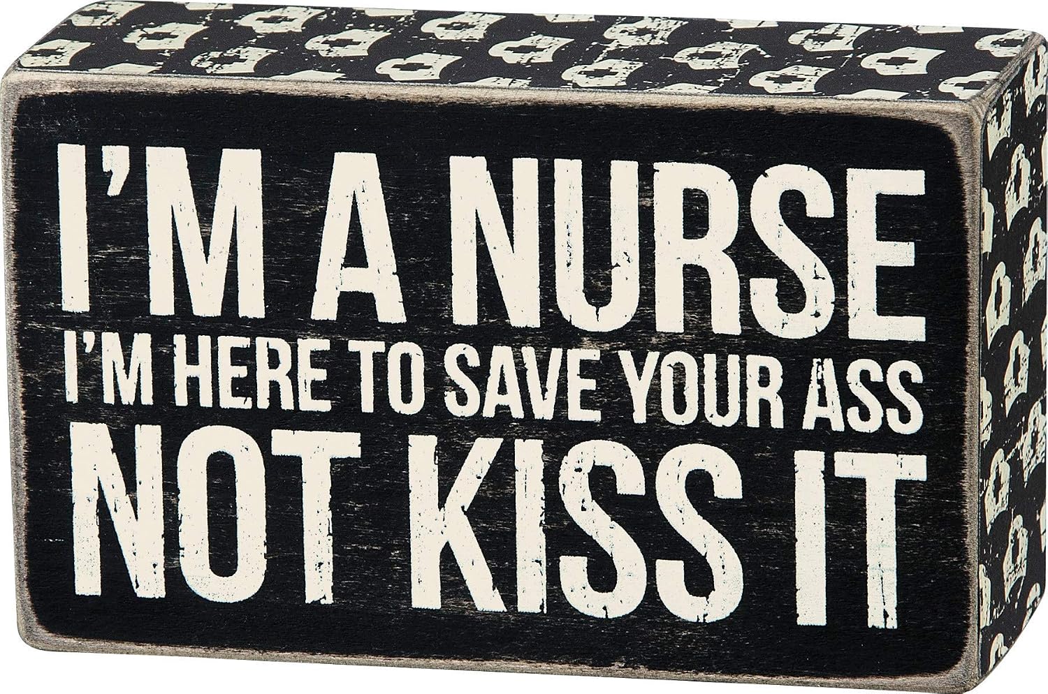 Primitives by Kathy Nurse Cap Trimmed Box Sign, 5-Inch by 3-Inch