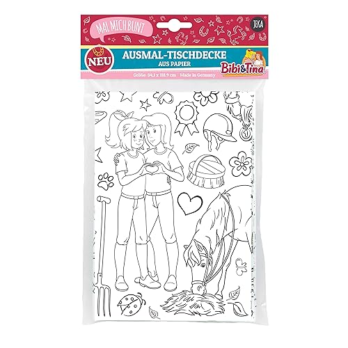 Bibi &amp; Tina Ausmal-Tischdecke, Bibi und Tina Ausmalen für Kinder, bemalbare Tischdecke Kindergeburtstag, Bibi und Tina Spielzeug, Mal Mich Bunt
