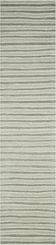 MARTHA STEWART Collection by SAFAVIEH - Alfombra de pasillo Nimbus Cloud Gray MSR3619A de 2 pies 3 pulgadas x 10 pies, hecha a mano, a rayas, lana y