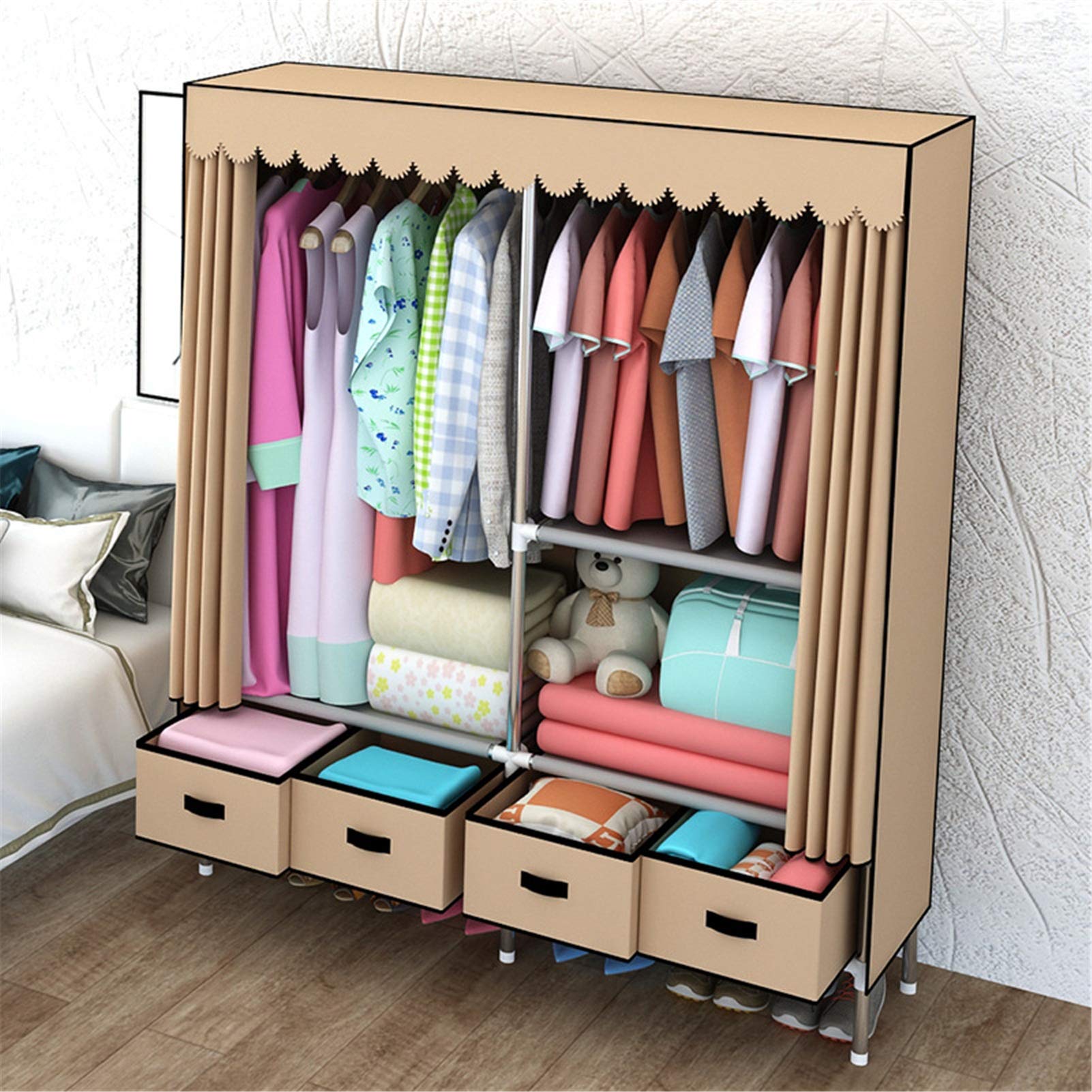 Amazon｜ワードローブ 収納棚 ワードローブ 大容量 シンプル収納棚