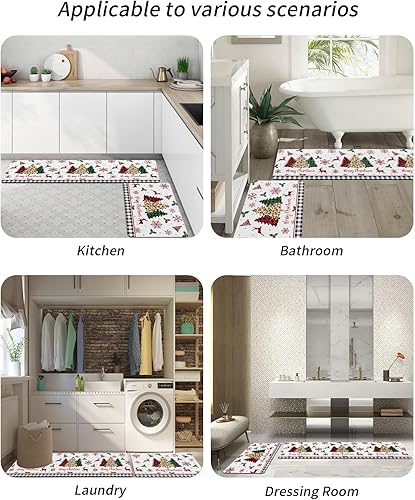 Miniatura 6 de Tapete de baño de árbol de Navidad a cuadros para bañera, antideslizante, de secado rápido y absorbente, tierra de diatomeas, fregadero de ducha,