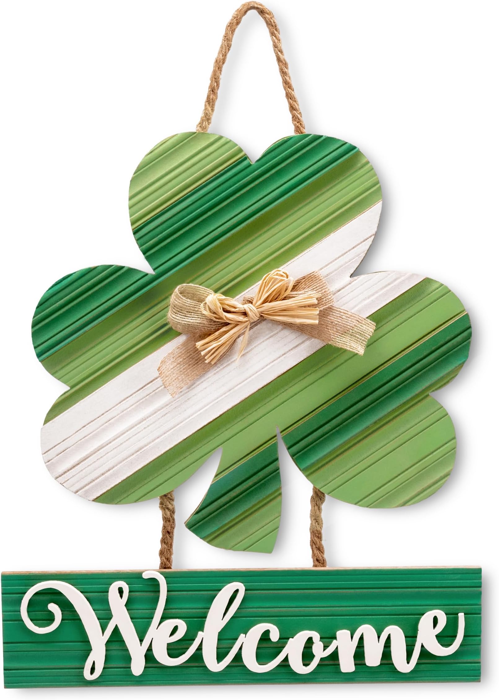 Amazon.com: Vibrant Green Shamrock Hanging MDF Sign with Rope Hanger ...