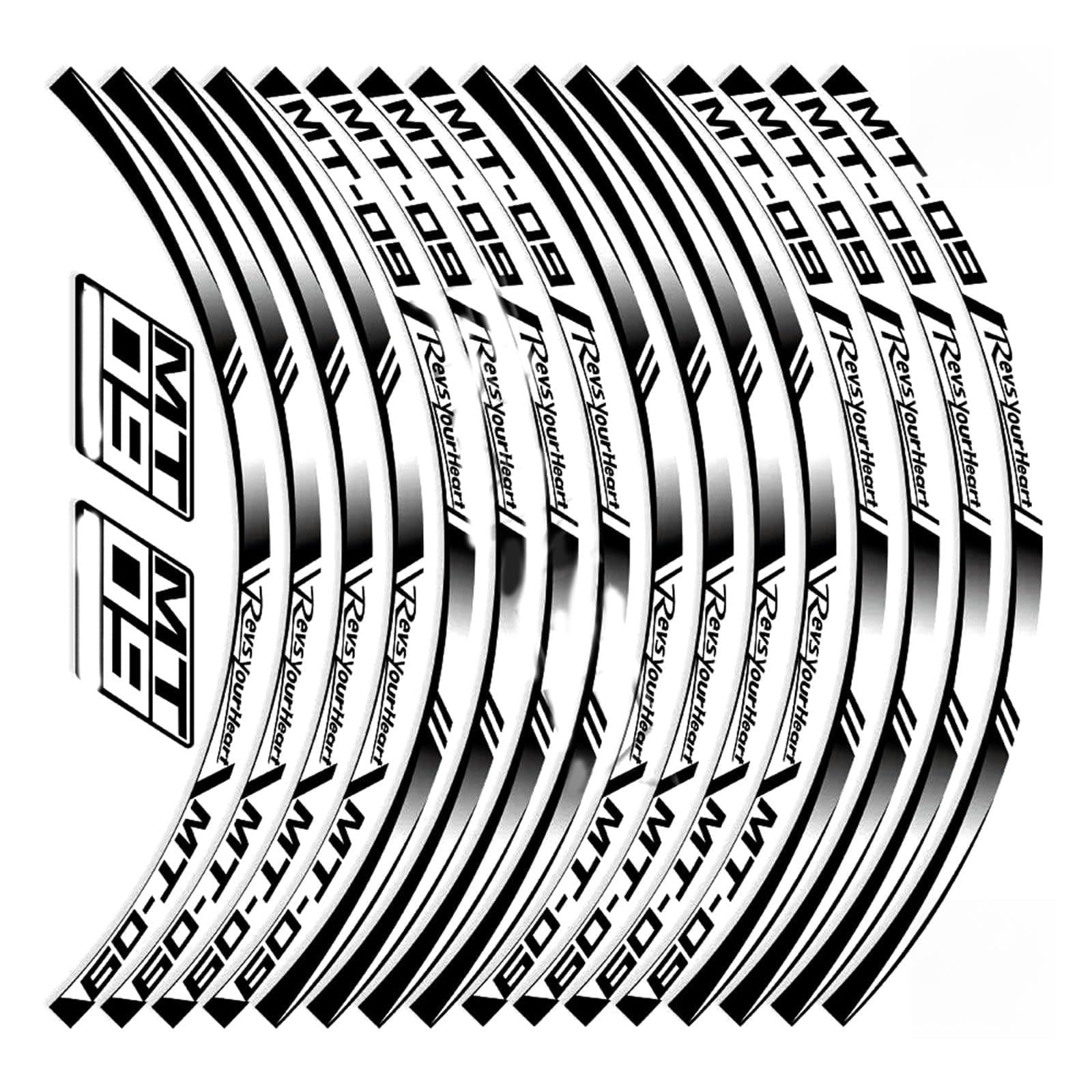 Decorative Stickers Wheel Sticker Hub Decals Rim Stripe Tape for Y-AMAHA MT09 MT-09 Mt 09 Reflective Motorcycle Accessories(Grey)