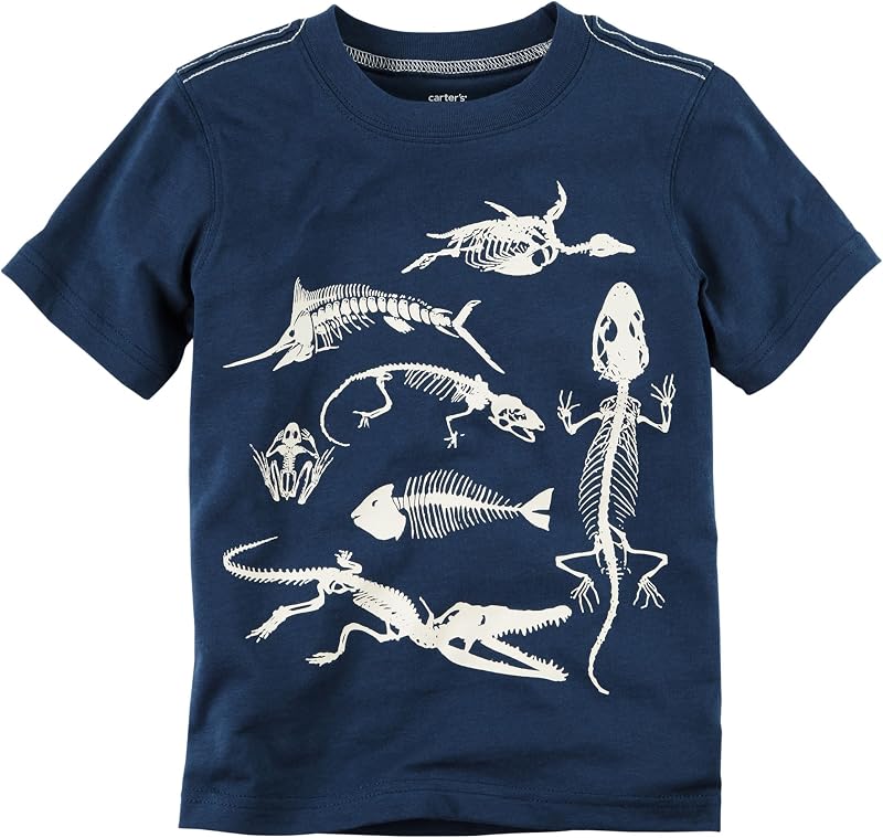 Boys' 2T-8 Short Sleeve Reptile Tee, Blue, 4T