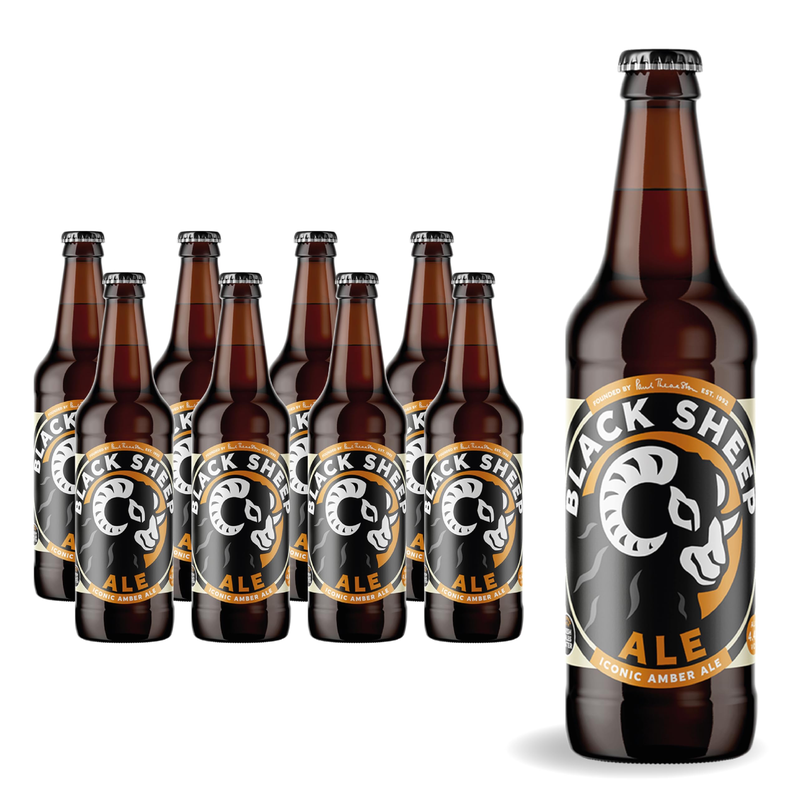Black Sheep Ale Bottles 8 x 500ml Bottles - 4.4% ABV | Robust Amber Ale with Toffee, Caramel and Biscuit Flavours, Notes of Raisin & Pear Drop | Brewed with Flavoursome British Hops in the UK