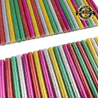 100-Pack Glitter Hot Glue Sticks – Free Bag, 5 Colors, Fast-Drying & Non-Toxic | 7mm x 10cm – Ideal for Crafts & DIY