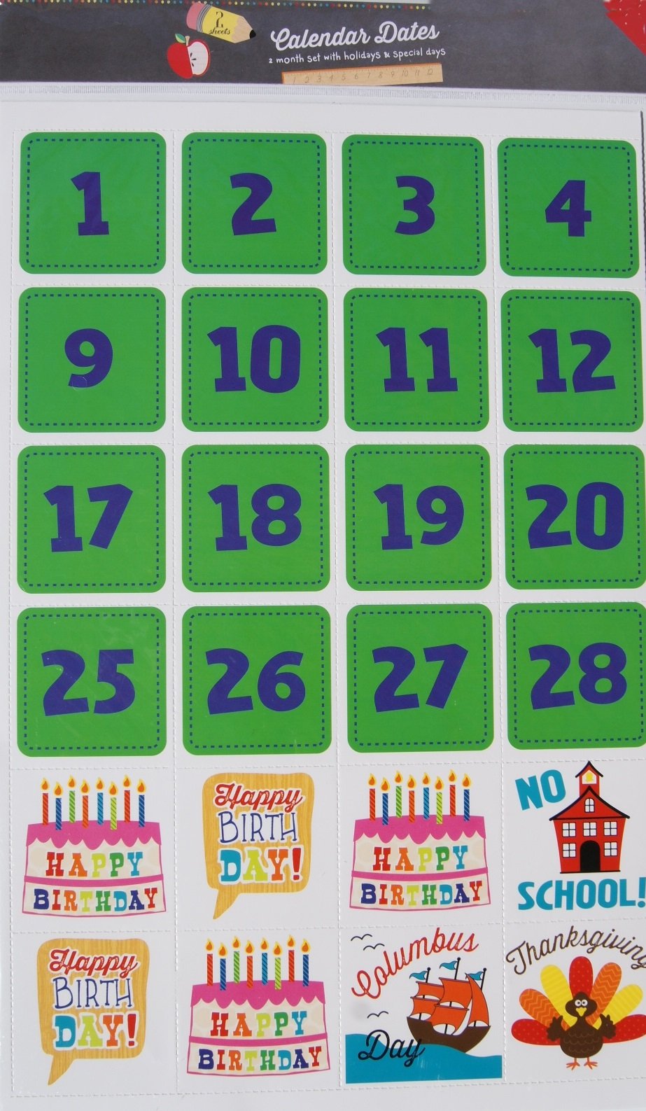 Amazon.com: Classroom Home Calendar Date Squares with Holidays and Special  Days - 2 Month Supply : Office Products