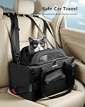 Pecute Top-Expandable Cat Carrier (42 * 28 * 23cm),Breathable Dog Carrier Soft-Sided Pet Carrier for Small Cats with Locking Safety Zippers and Waterprooff Pee Pad + Pet ID Tag,Black | Top side expandable, breathable scratch-resistant mesh, leakproof