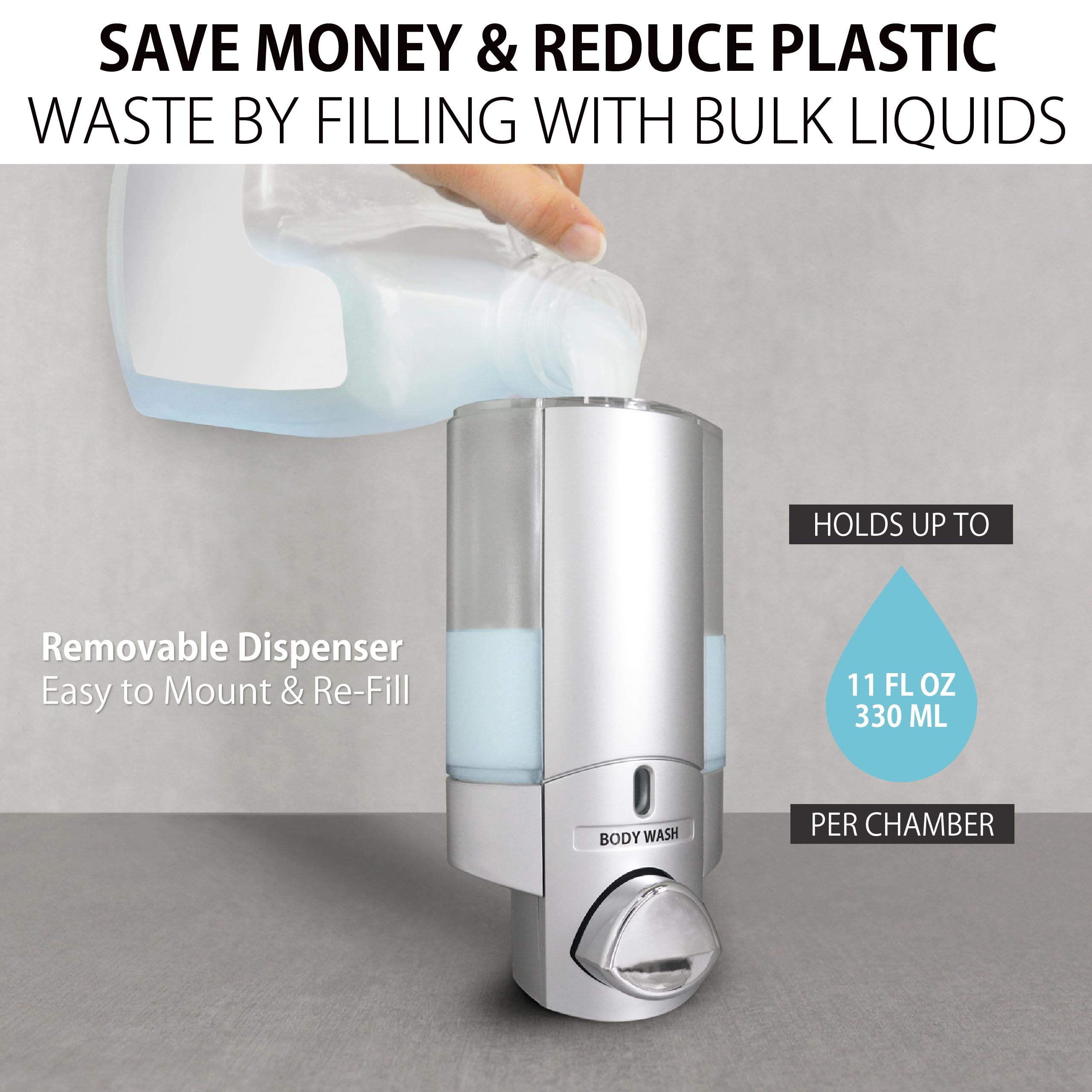 Aviva Better Living Two Chamber Dispenser, Satin by