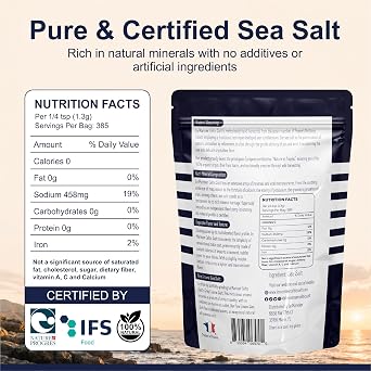 Le Marinier French Sea Salt Fine Ground, 8.81oz 0.6lb. Mineral Rich 100% Natural and Unrefined Sea Salt Organic Mineral Fine Ground. Hand Harvested Mineral Salt (0.6lb Fine Ground)