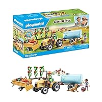 PLAYMOBIL Country 71442 Trattore con rimorchio e cisterna, raccolto fresco in fattoria