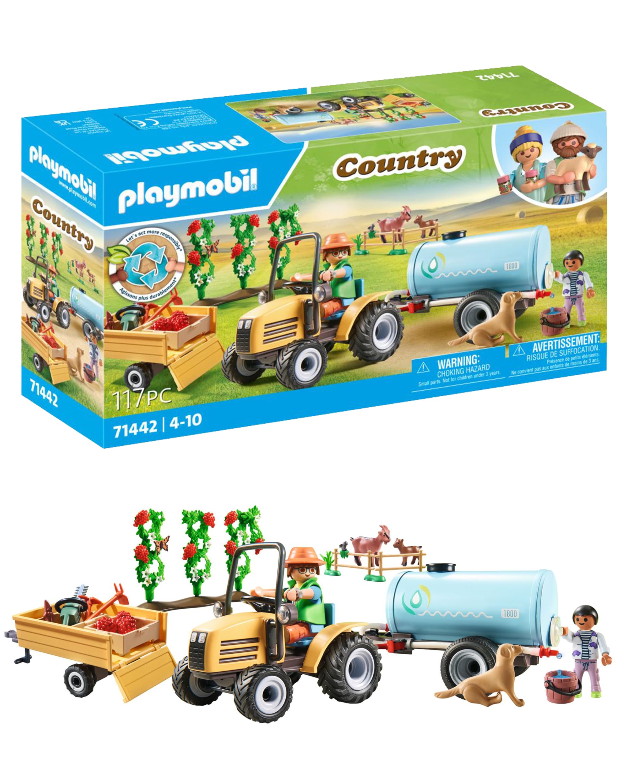 Amazon.com: PLAYMOBIL Country 71442 Tractor with Trailer and Tank
