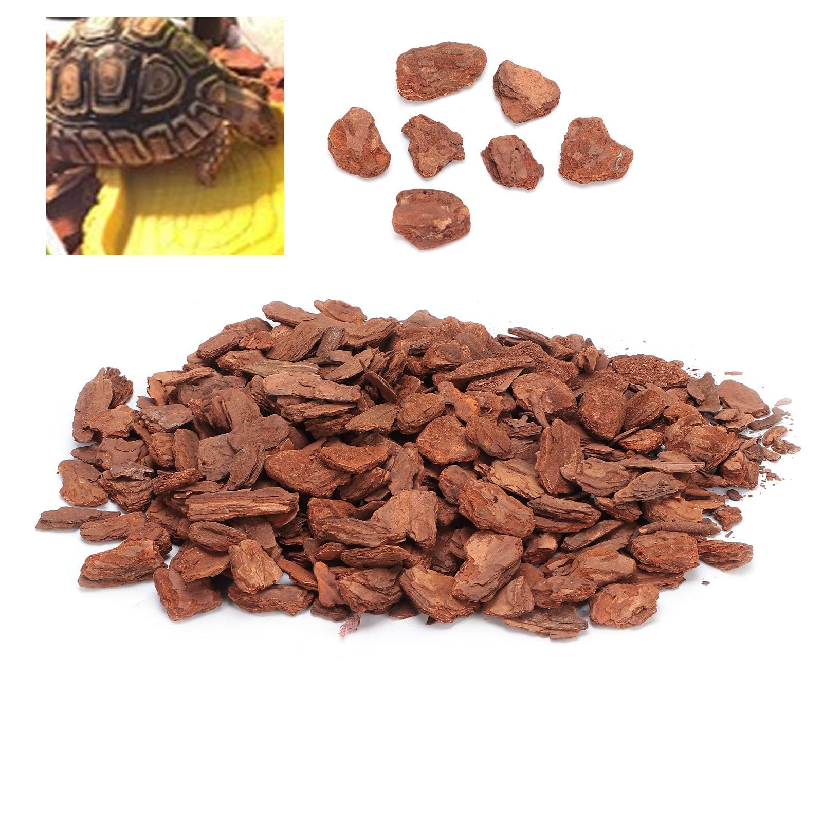 HERCHR Litière d'écorce de Reptile, litière en granulés d'écorce de pin substrat réutilisable en granulés de Bois pour Tortues élevage Propre pour Tortues lézards Geckos caméléons (S)