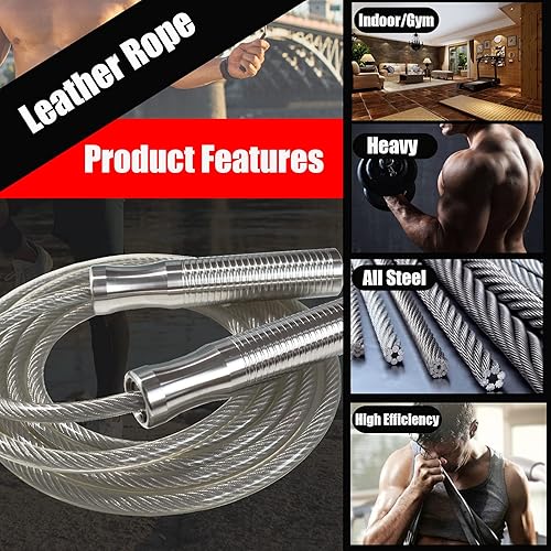 Miniatura 7 de Ahomie Cuerda de saltar pesada, cuerda de salto pesada para mujeres, hombres, entrenamiento de fitness y resistencia, cuerda ajustable audaz, asas