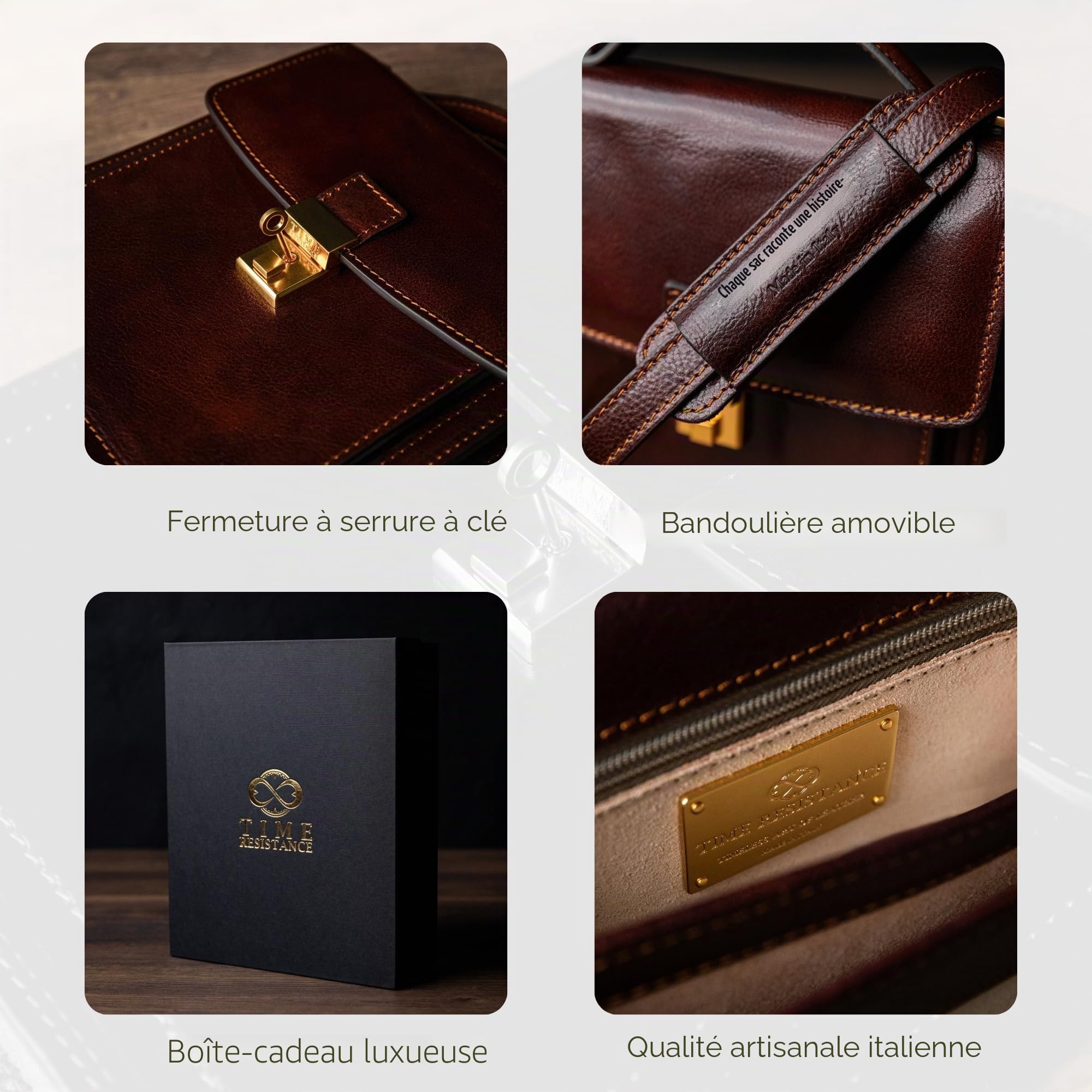 Time Resistance - Petite mallette en cuir pour homme - Sac Bandoulière