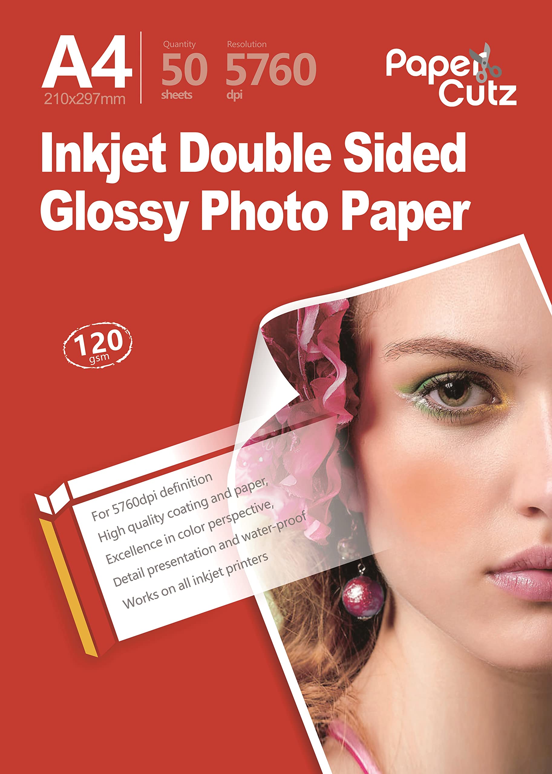Papercutz Inkjet Printer Photo Paper, Double Side Gloss, Versatile Printer Papers, Printing Paper, Universal Inkjet Printer Friendly, Photo Printer Papers (A4-120 GSM, 100 Sheets)