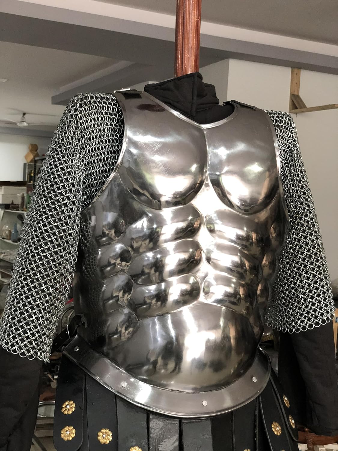 Medieval Roman King Leonidas 300 Silver Spartan Muscle Body Armor Cuirass + Leg Or Arm Guard Silver Halloween Costume SCA LARP