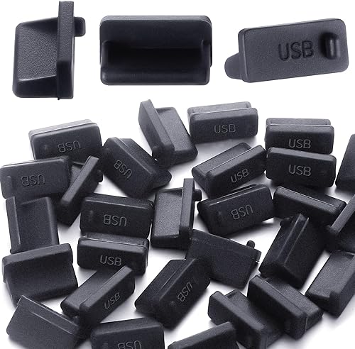 Hoolerry 200 piezas USB tipo A cubierta de puerto anti polvo cinta protectora A negro enchufe enchufe USB tapón anti polvo tapones antipolvo para