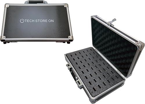 Estuche organizador de almacenamiento con soporte USB Flash con mango giratorio, antiestático y a prueba de golpes (aluminio, grande, tiene 48 Negro