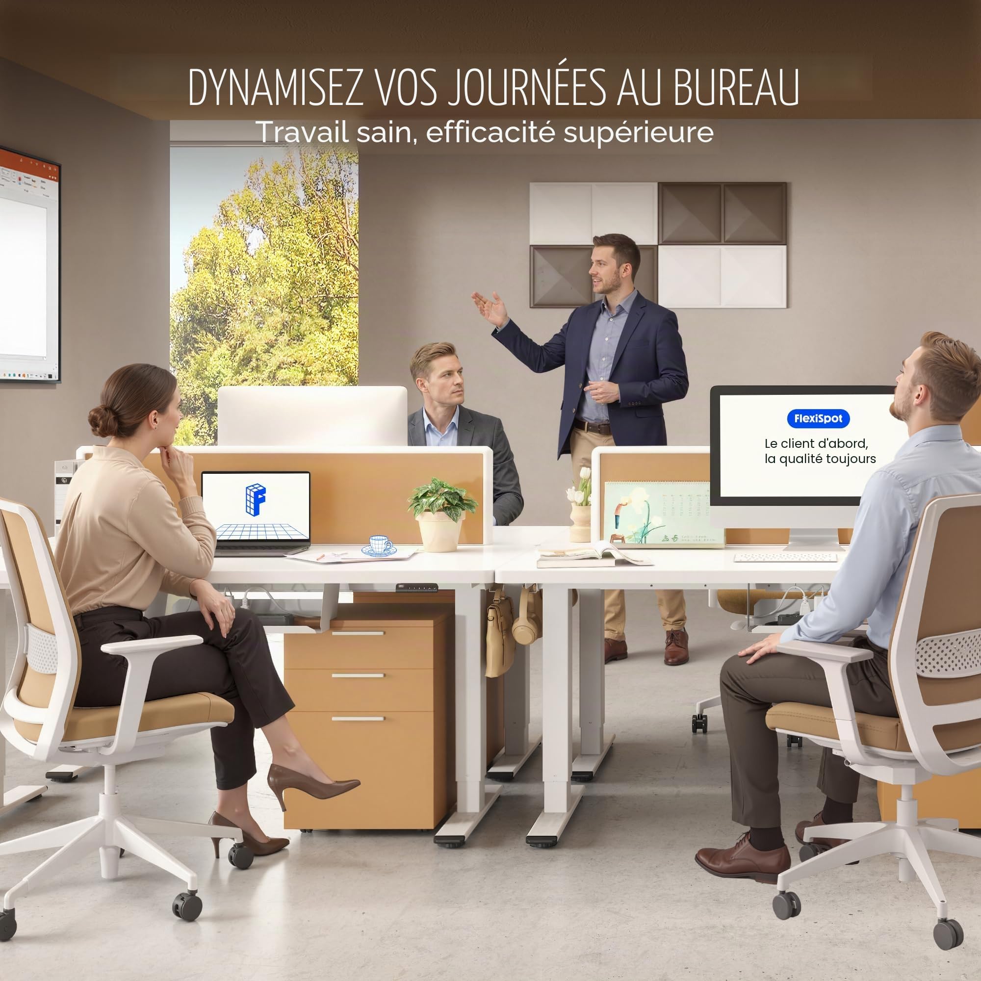 FlexiSpot Bureau Assis Debout Électrique à 2 Moteurs Charge 100kg, Bureau Réglable en Hauteur en Acier avec Panneau Smart à Fonctions Mémoires, Système Anti-collision, Cadre en Noir